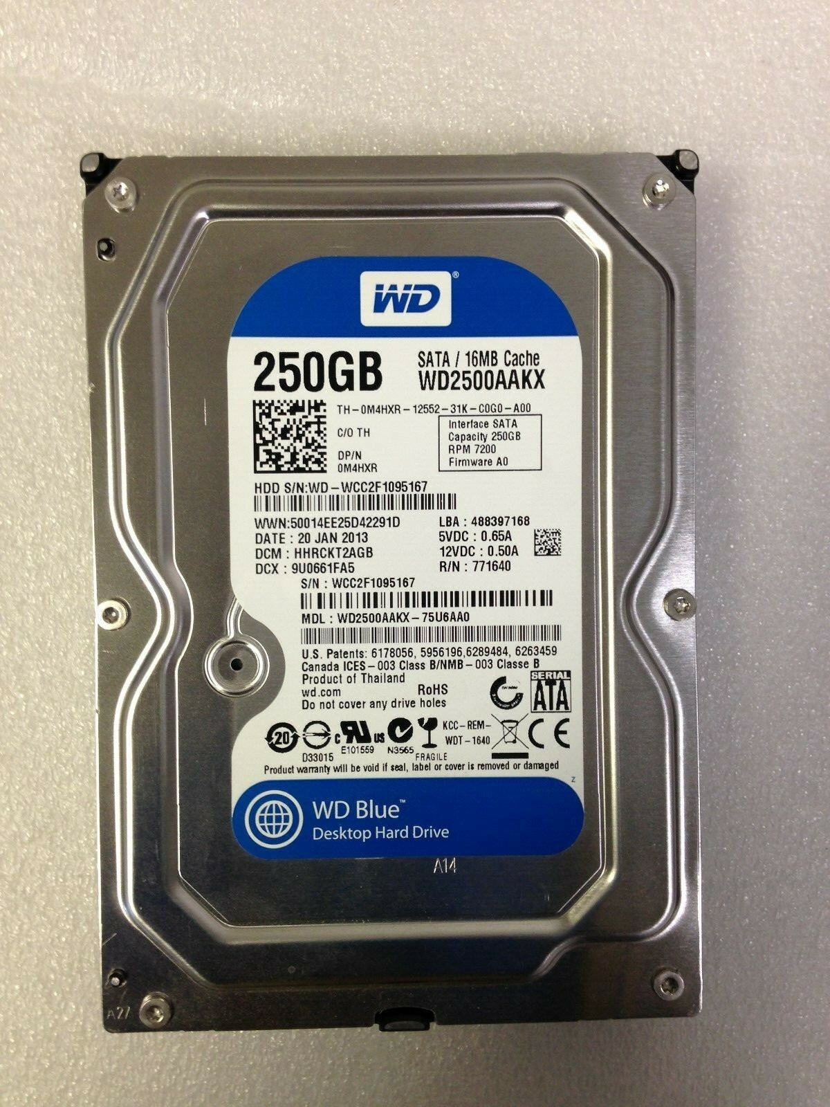 Western Digital Desktop WD2500AAKX-75U6AA0  0M4HXR SATA  3.5'' Hard DriveTested