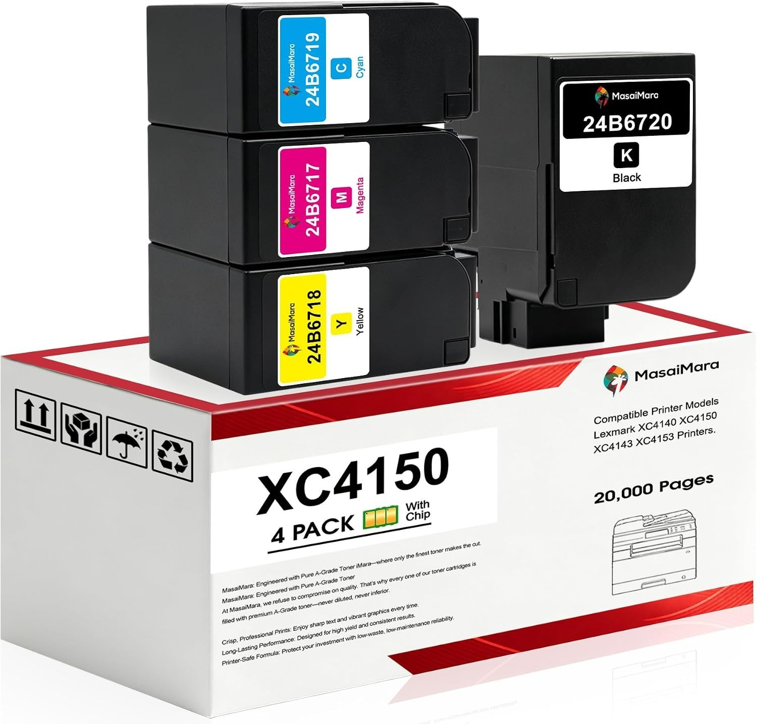 NEW XC4150 XC4140 Toner Cartridge Extra High Yield Replacement for Lexmark, 4 pk