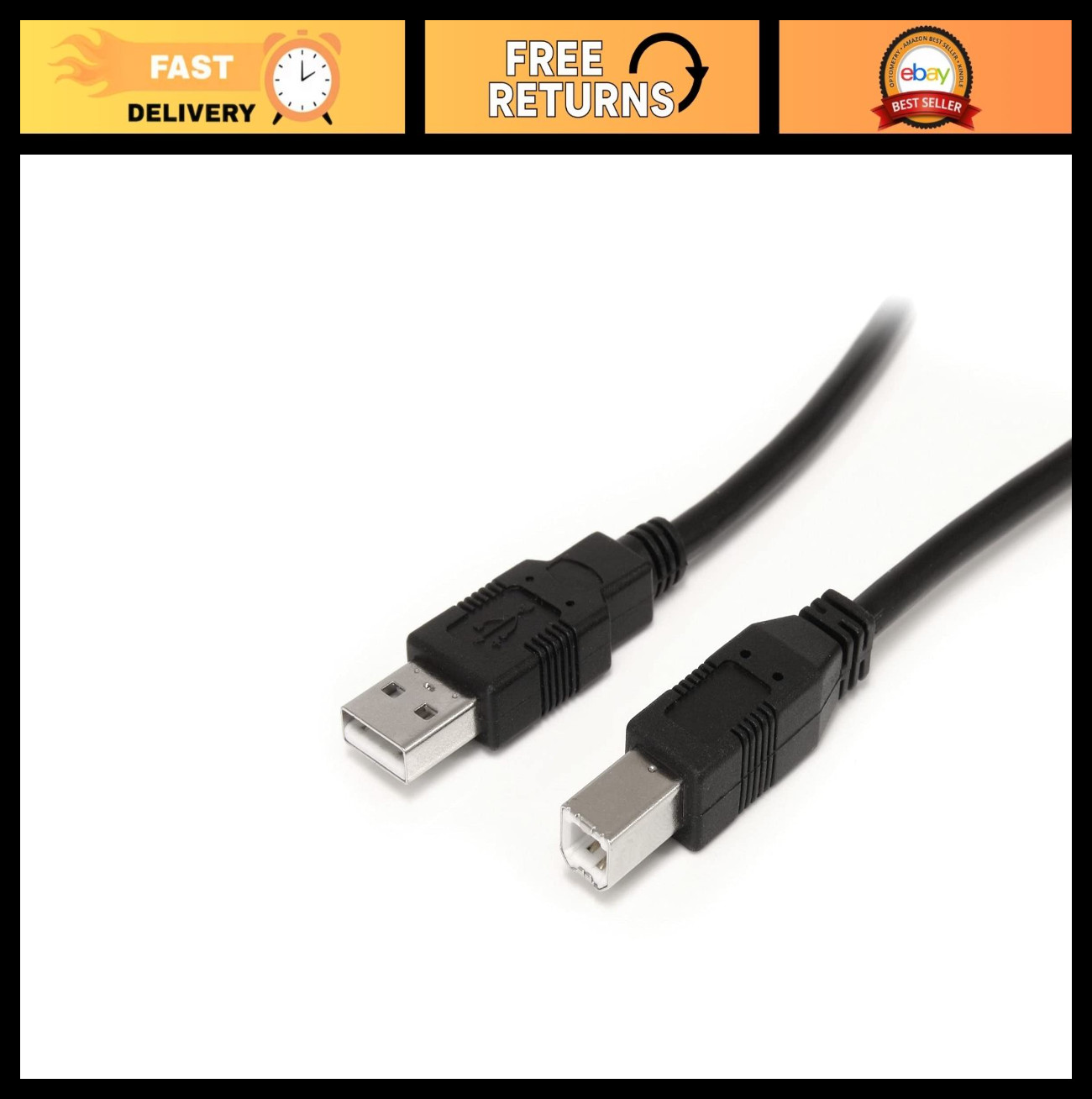 30ft Active USB 2.0 Cable USB-A to USB-B, High-Speed Data Transfer, Black