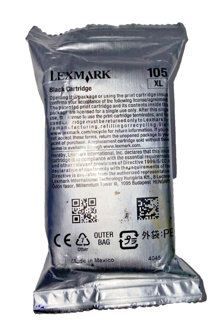 Lexmark 105XL Black Ink Cartridge (No Outer Box) Genuine Sealed