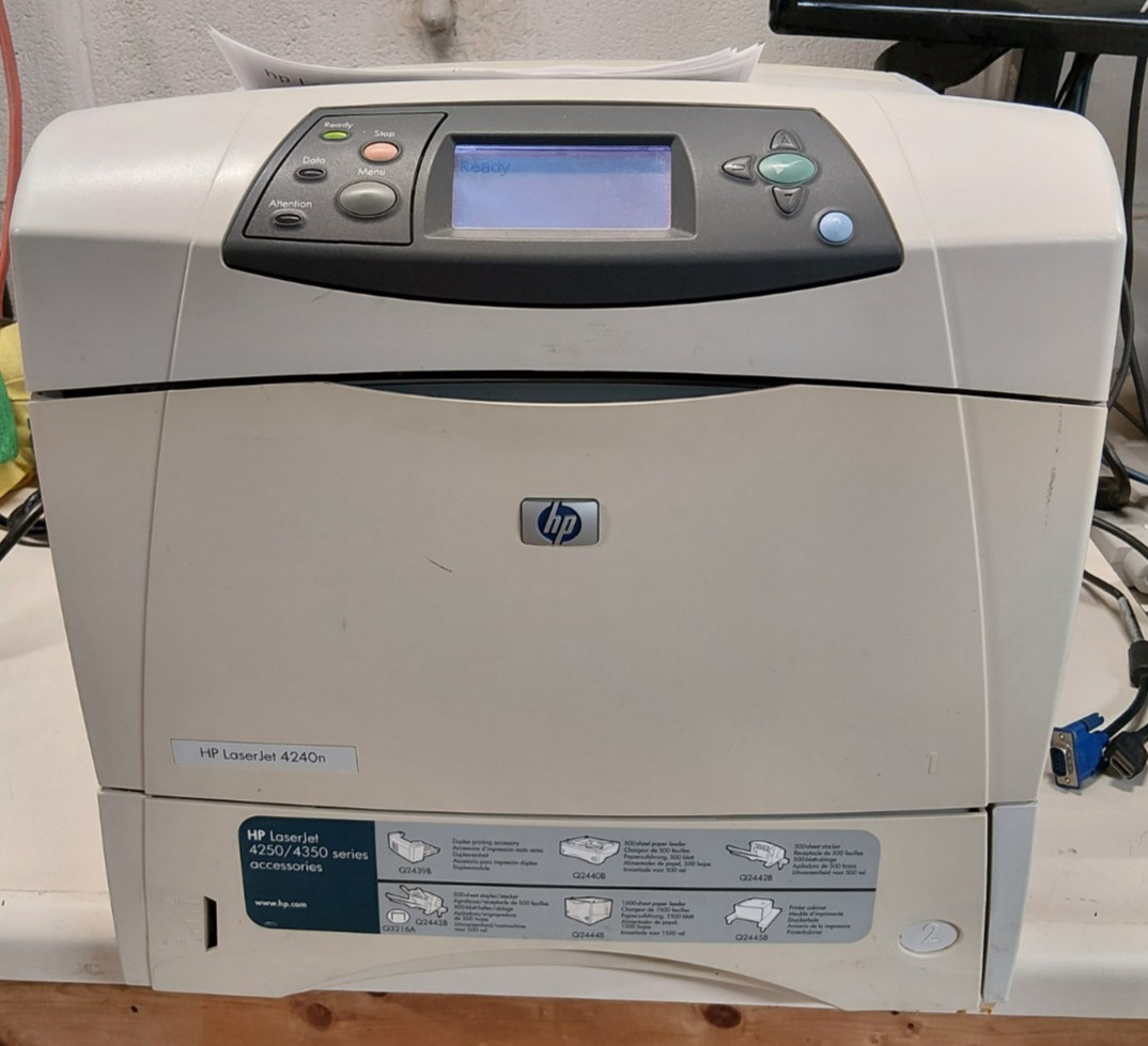 HP LaserJet 4240n Monochrome Laser Printer/NO CORD