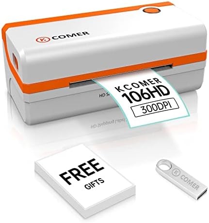 K COMER 300 dpi 4x6 Shipping Label Thermal Printer (RX106HD, open box)