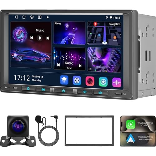 WENMENGDE 7inch Android Double DIN Car Stereo, Wireless CarPlay & Android Aut...