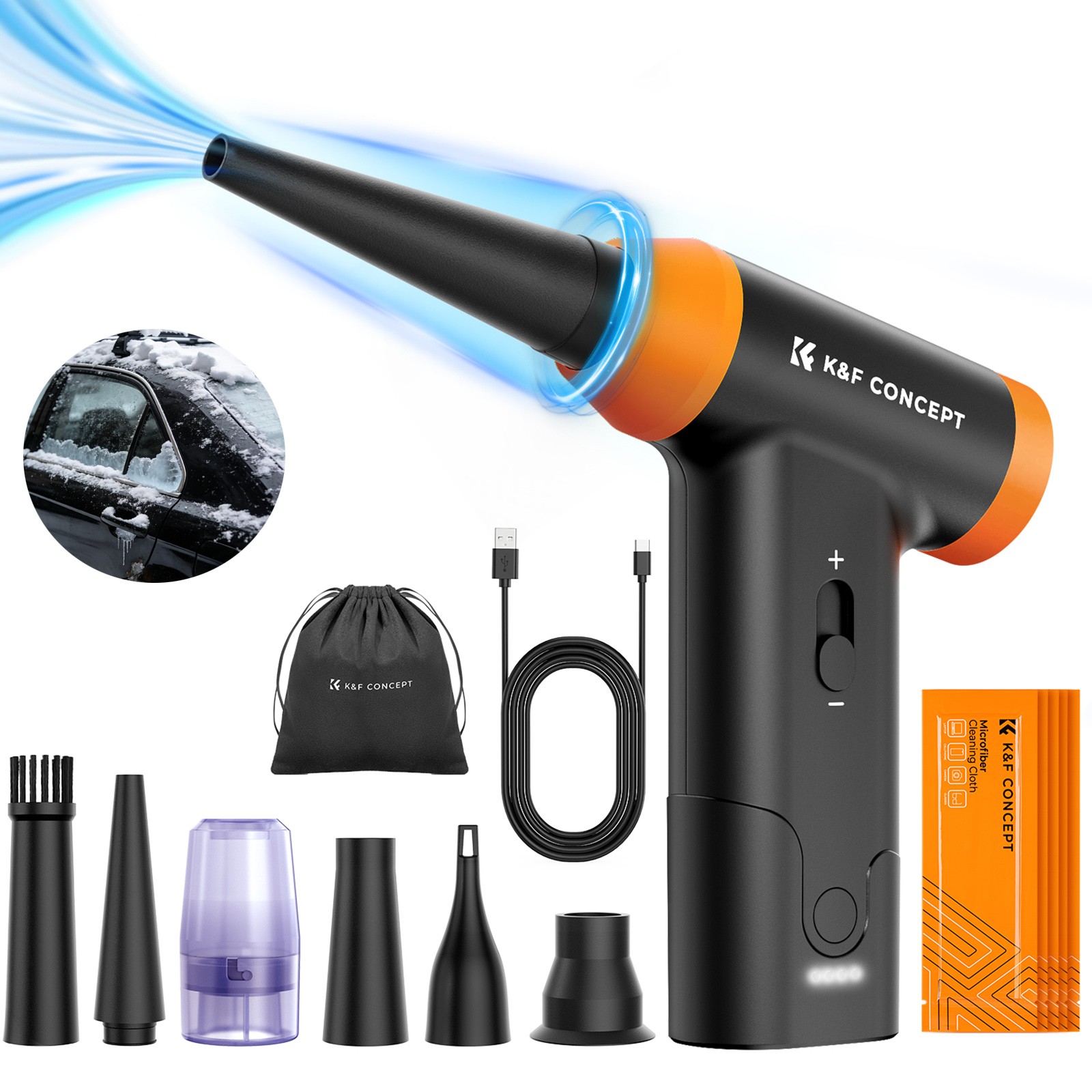 K&F CONCEPT 14 in 1 Compressed Air Duster 150000RPM Electric Air Duster for Car