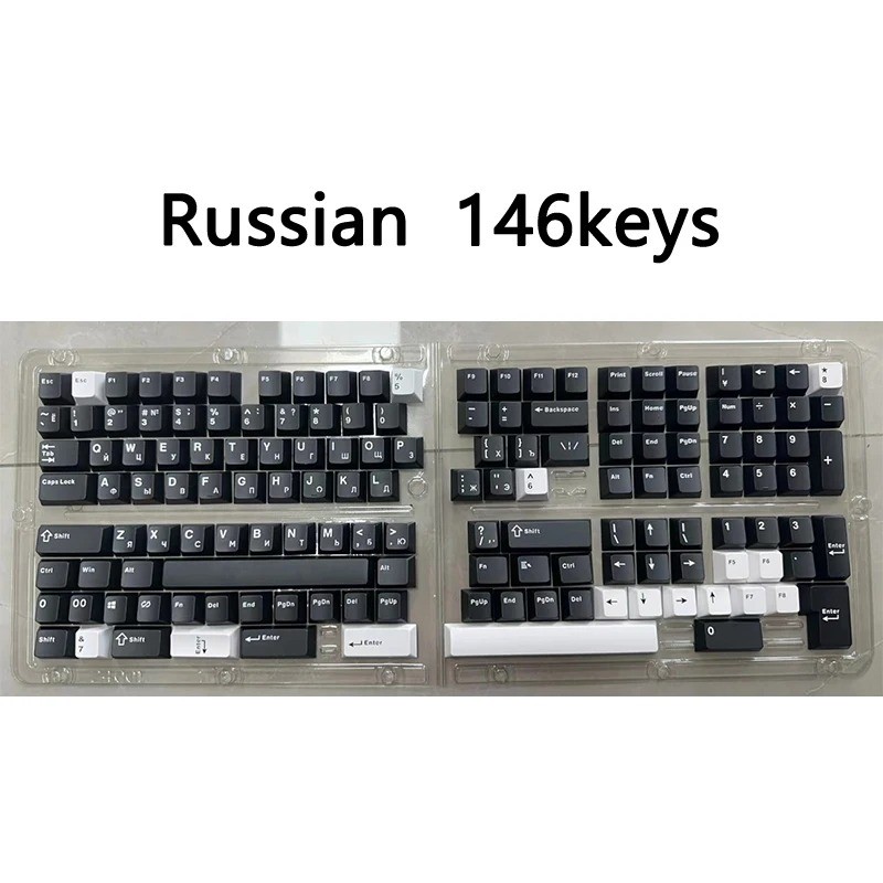 XVX PBT Keycap Set Black White Cherry Profile for Mechanical Keyboard