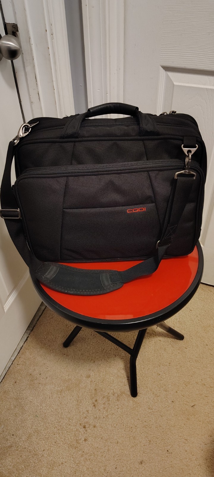 CODi Black Padded Laptop Briefcase, Solid, Adjustable Shoulder Strap