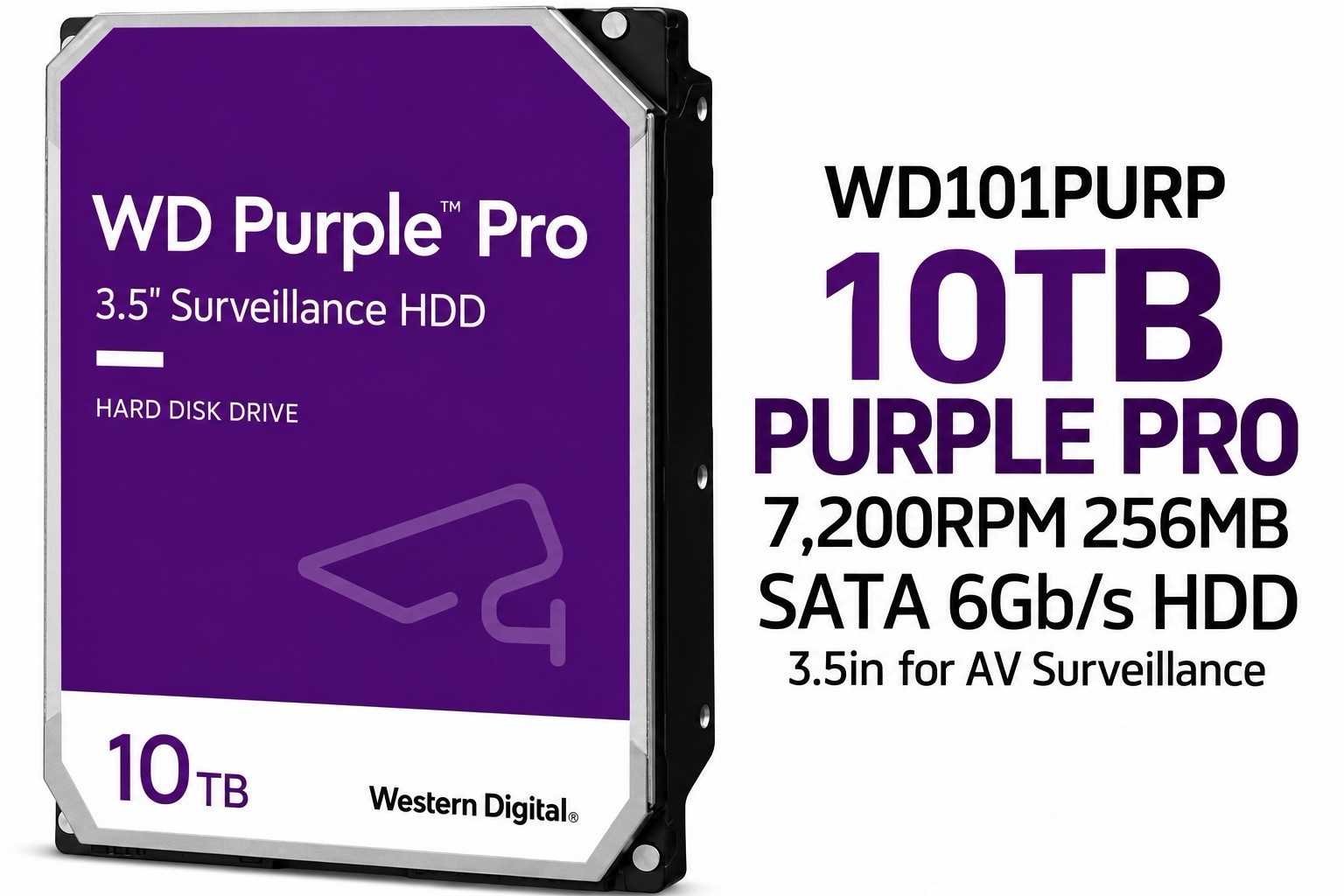 Western Digital WD101PURP WD Purple Pro 10TB 3.5" SATA Surveillance HDD