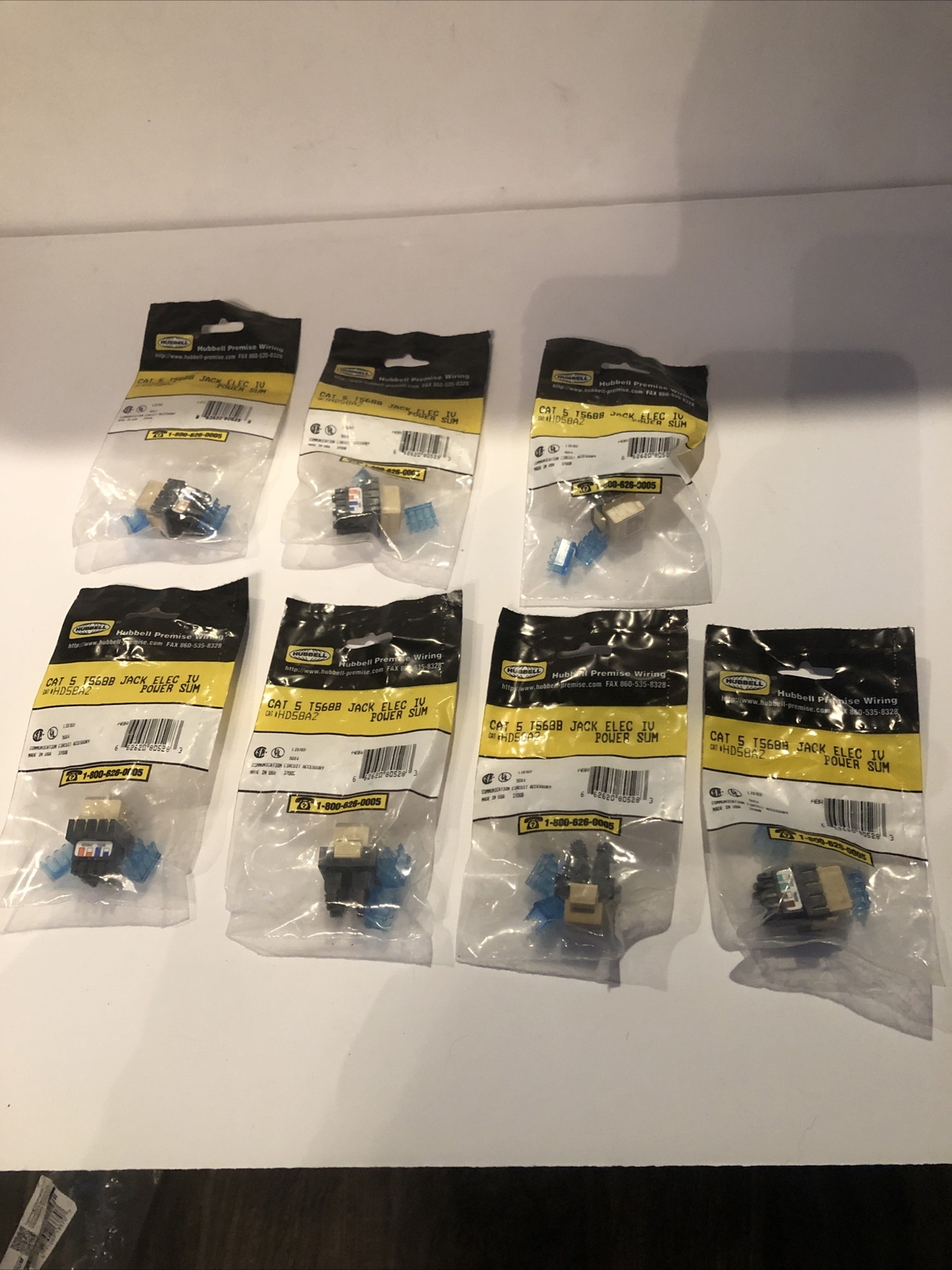 Hubbell Cat 5 T568B Jack Elec IV Power Sum #HD58A2 Lot Of 7 