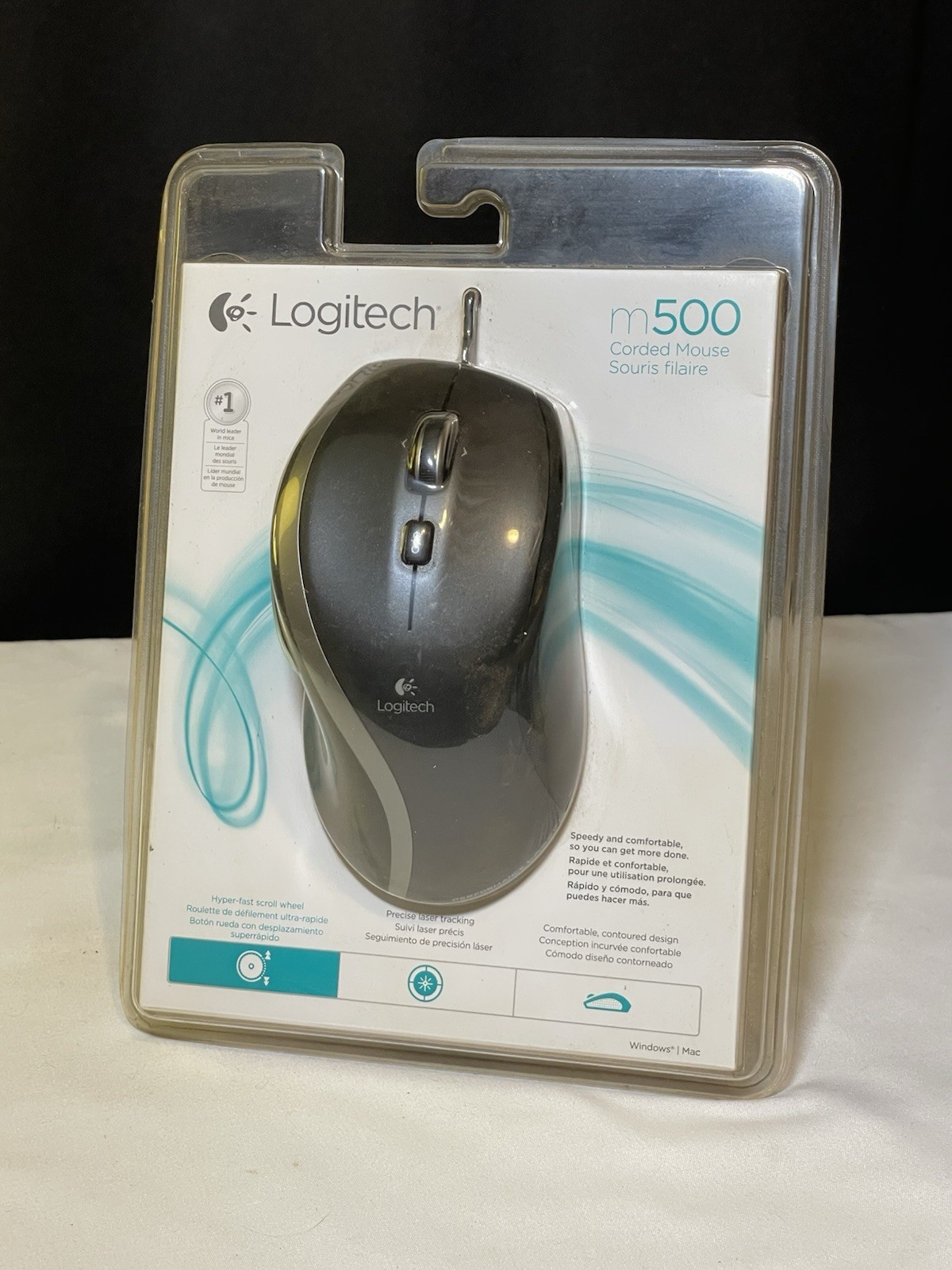 NEW Logitech M500 Corded Standard Mouse (Black) OEM Genuine NOS Factory SEALED