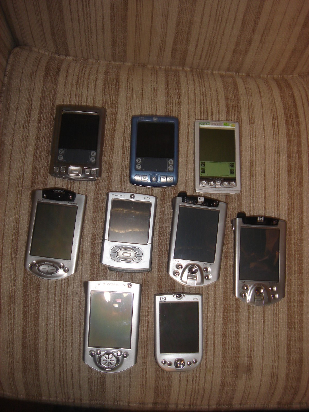 Lot Of 9 Vintage Palm Pilots (Palm One Tungsten T5, HP iPaq, Palm TX) Untested