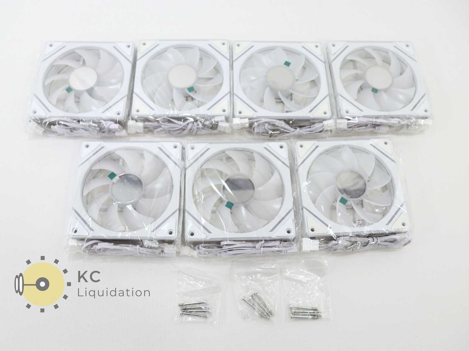 7-Pack ARGB 120mm 4 Pin 1500RPM White PC Cooling Case Fan