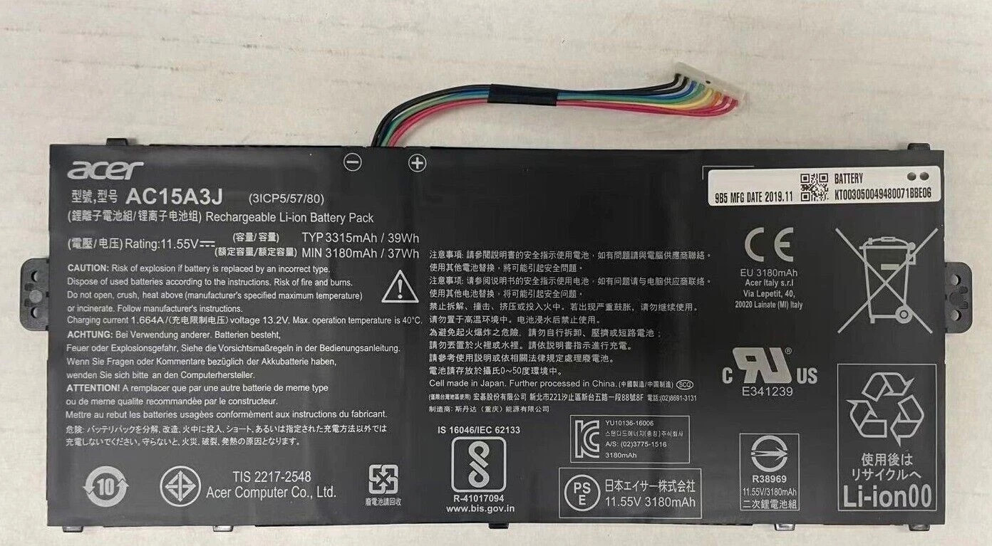 New AC15A3J Battery for Acer Chromebook R11 CB5-132T CB3-131 C738T 11 CB3-131
