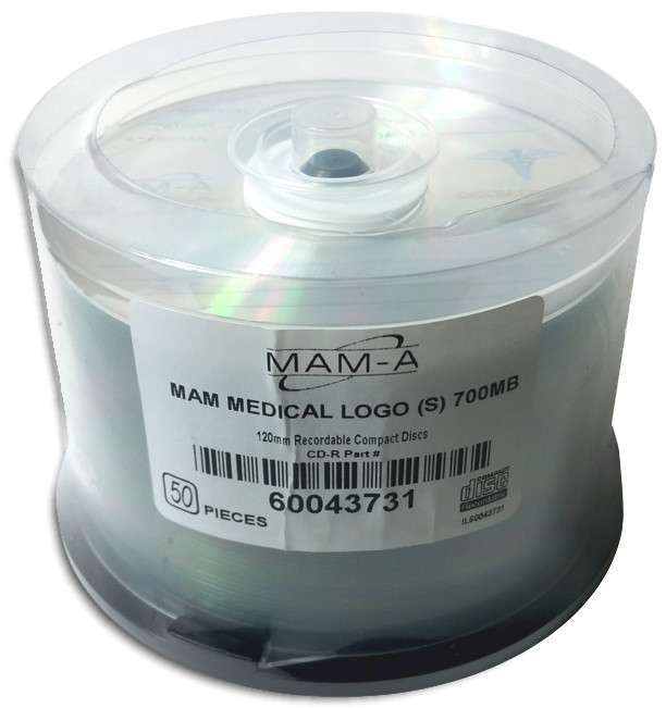 50-Pak MAM-A Mitsui MEDICAL GRADE Logo-top ARCHIVAL 52X 80-Min CD-R’s, #43731