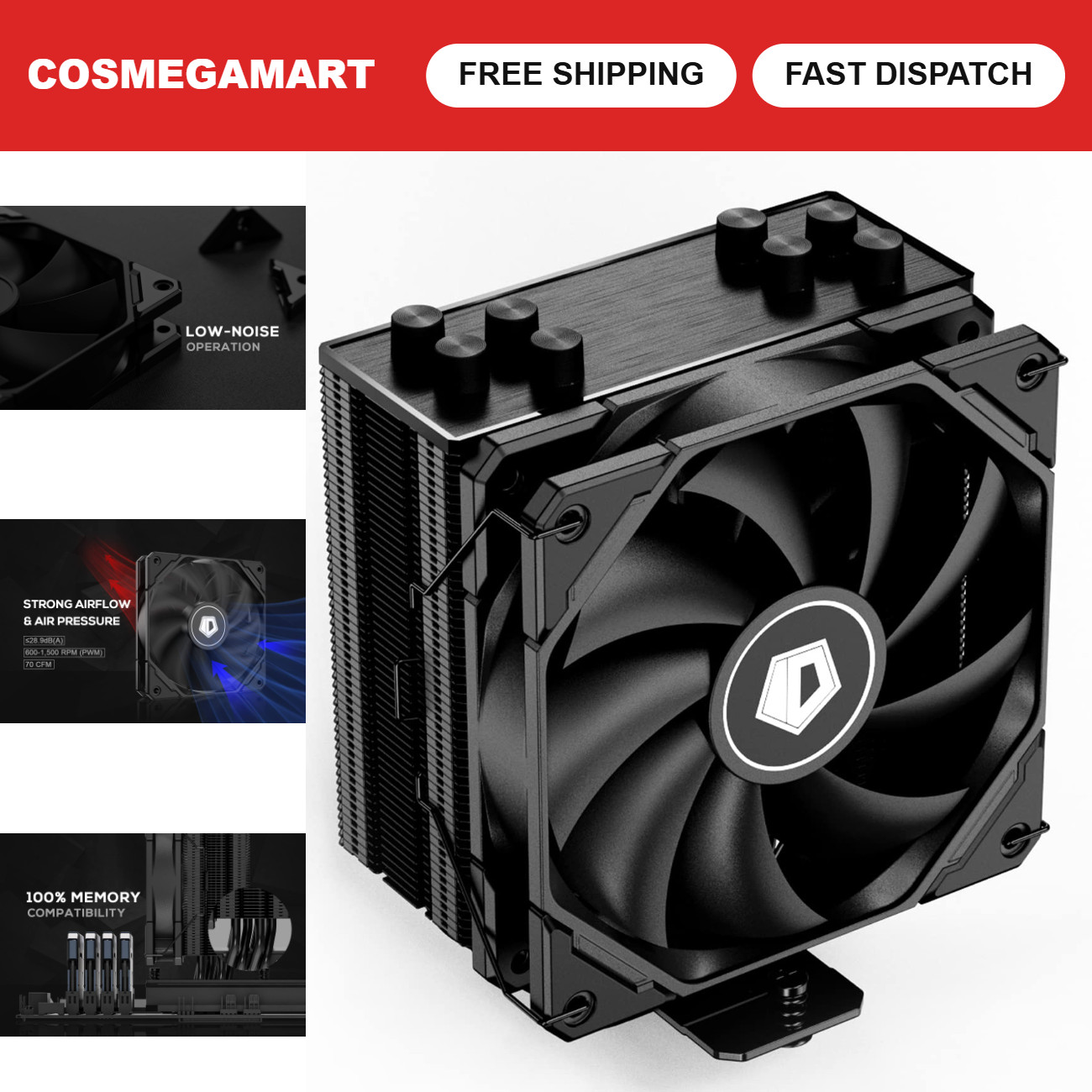 High-Performance CPU Air Cooler, 4 Heatpipes, 120mm PWM Fan, Silent Cooling Solu