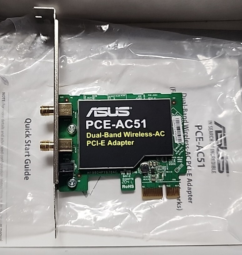 ASUS Dual-Band PCI-E Adapter / PCE-AC51 / Wireless AC750/802.11ac NO ANTENNAS