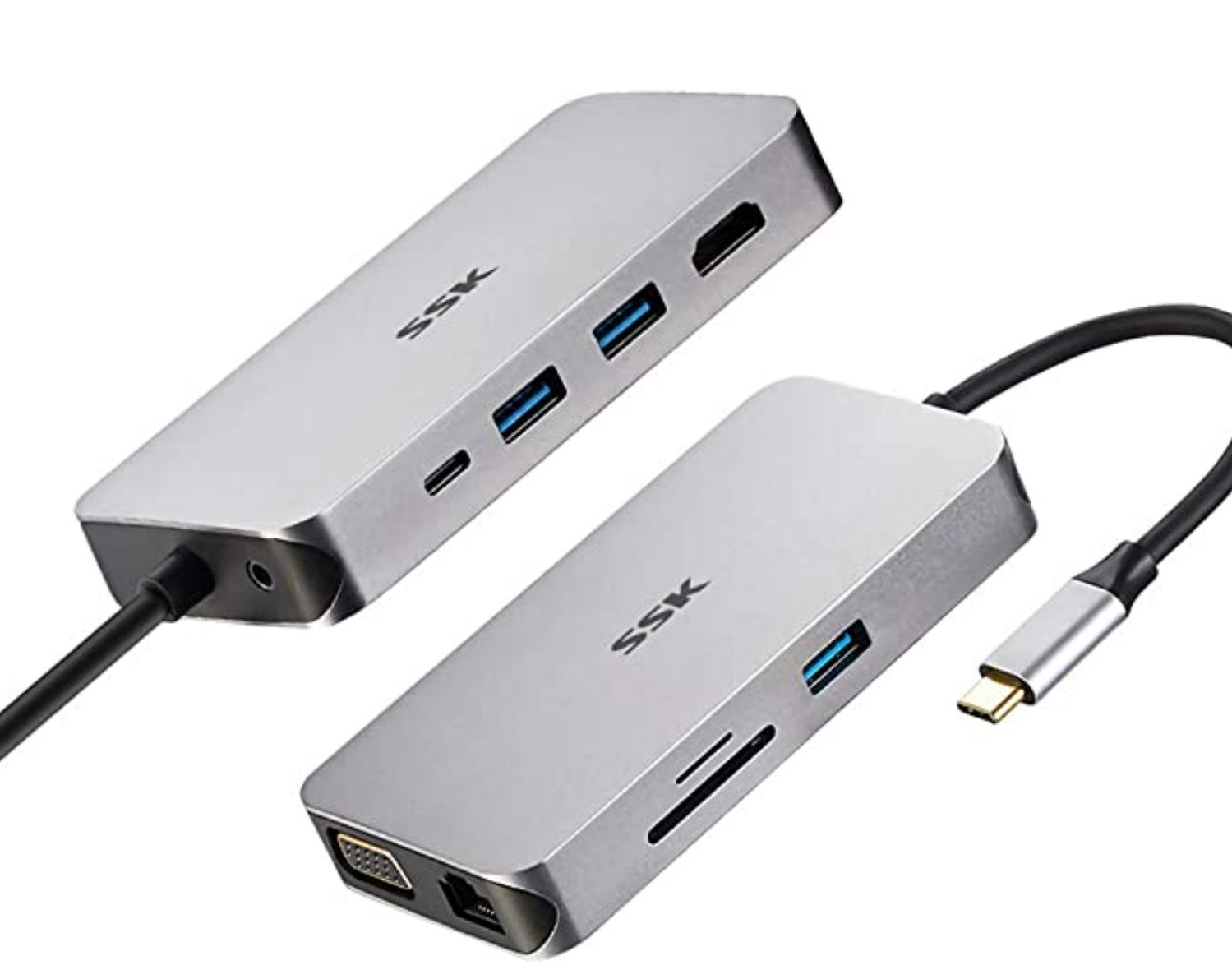 SSK SHU-C520 USB-C 10-in-1 Docking station PD Charge RJ45, 3 x USB 3.0, HDMI Hub