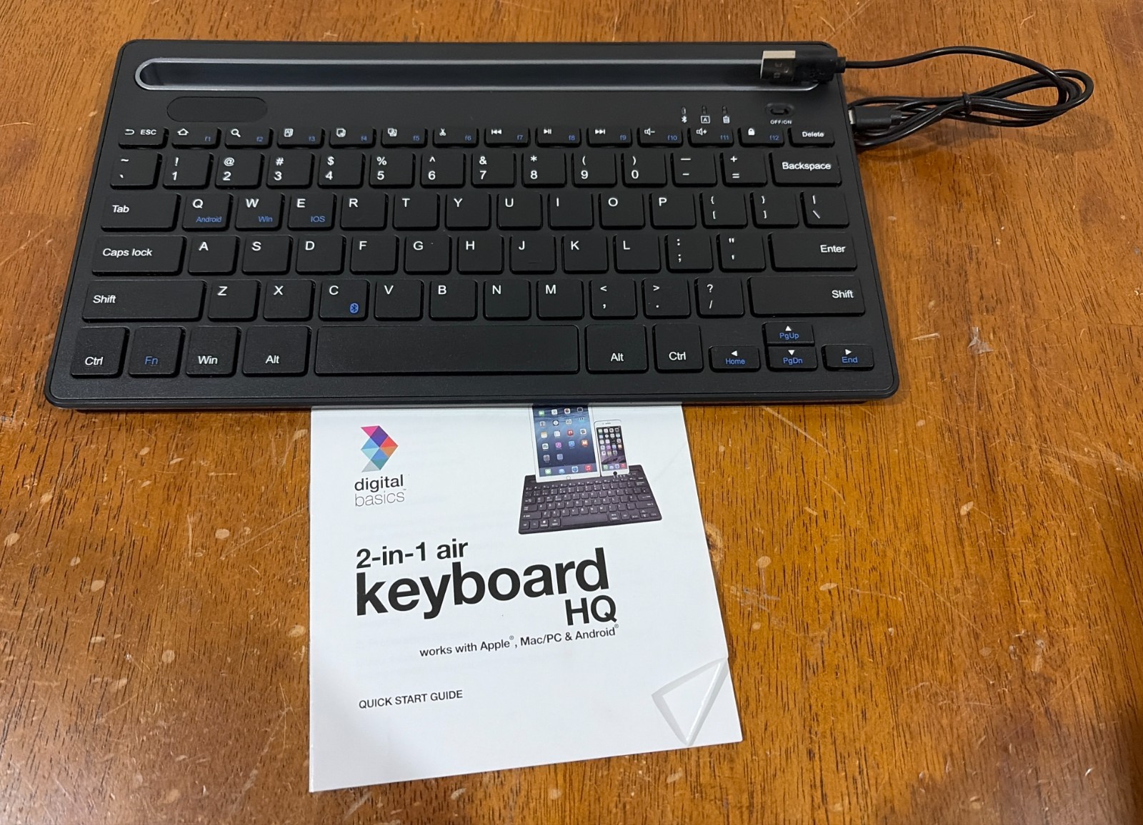 Digital Basics 2 in 1 Air Keyboard HQ Black USB Cable Working