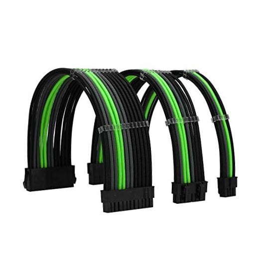 Sleeve Extension Power Supply Cable Kit 18AWG ATX 24P+ EPS 8 Black Grey Green