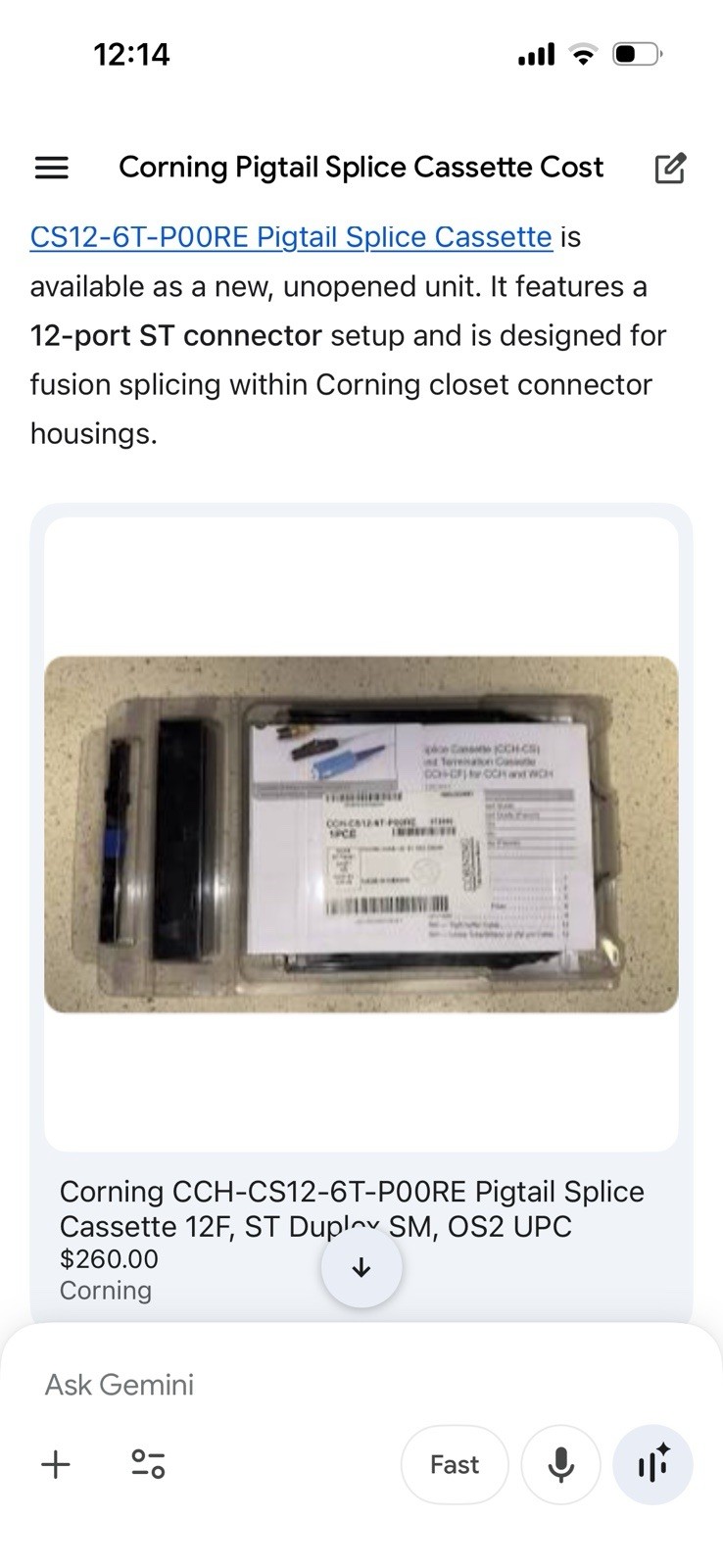 CCH termination cassette, field terminat