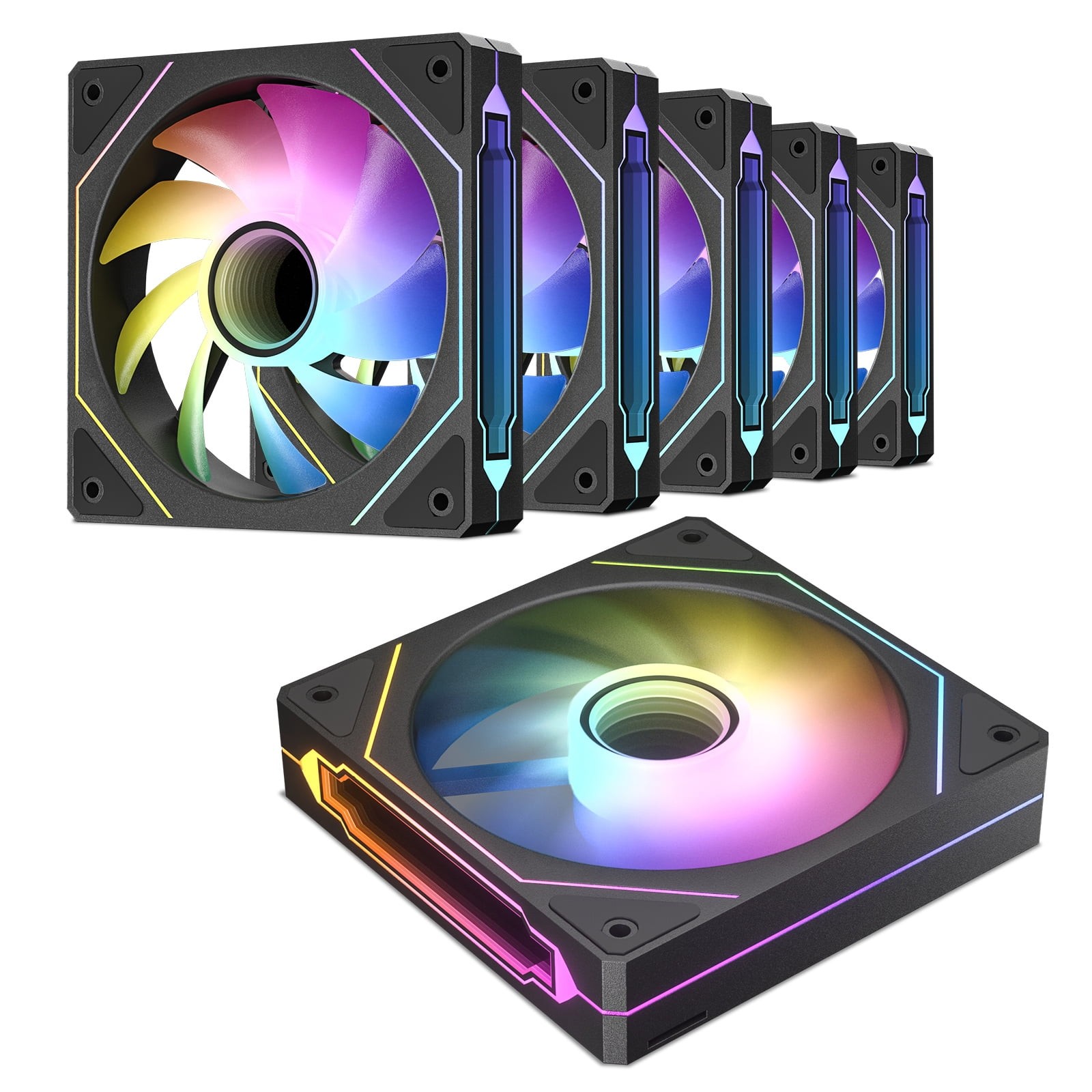 6-Pack 120mm Infinite Mirror Design Case PWM Control & ARGB Fans