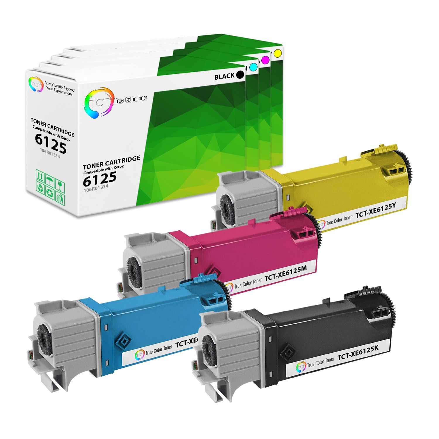 TCT 4PK Color Toner Cartridge Set For Xerox Phaser 6125 6125N printer series