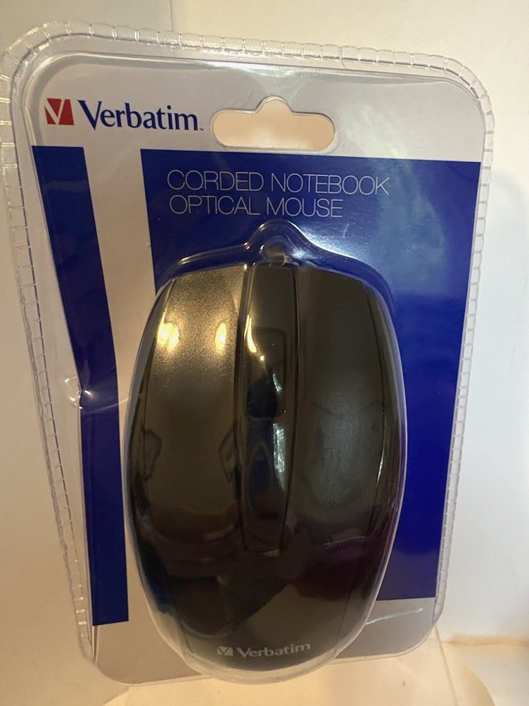 Verbatim Corded Notebook Optical Mouse Black NEW Unopened