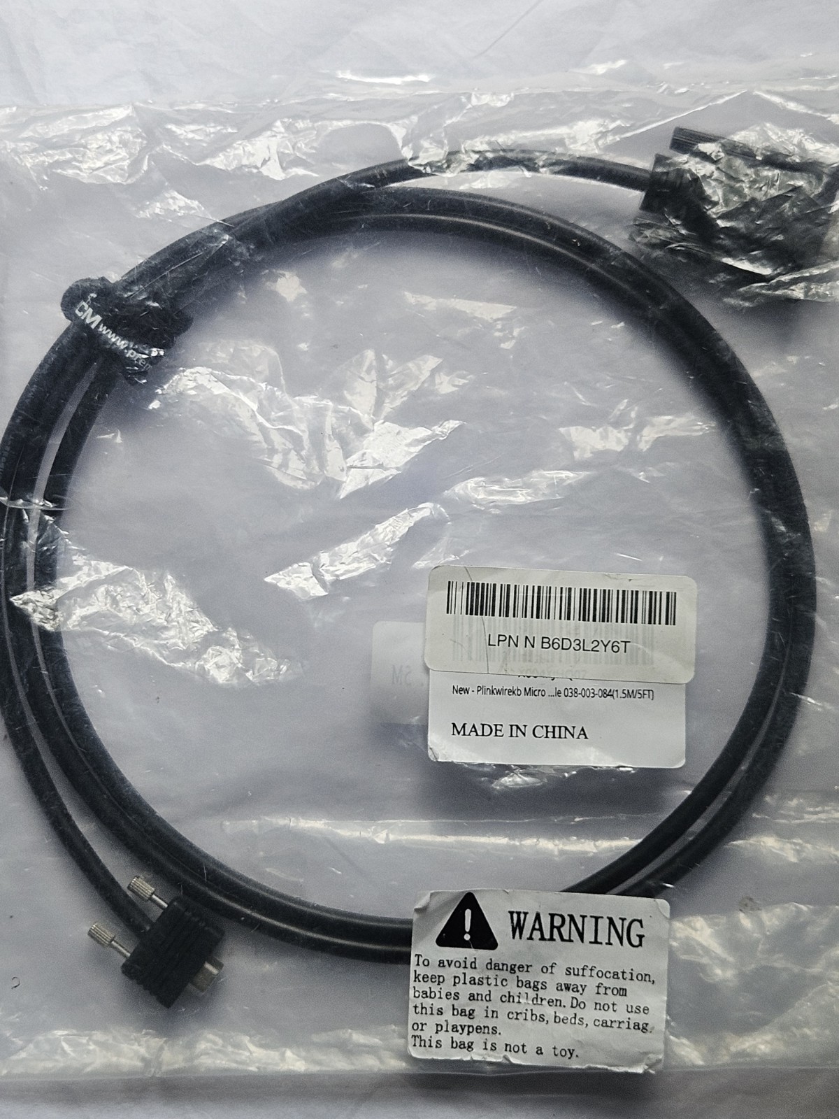1.5M/5FT Micro DB9 To Female Serial Cable Screw Null Modem MicroD 9Pin