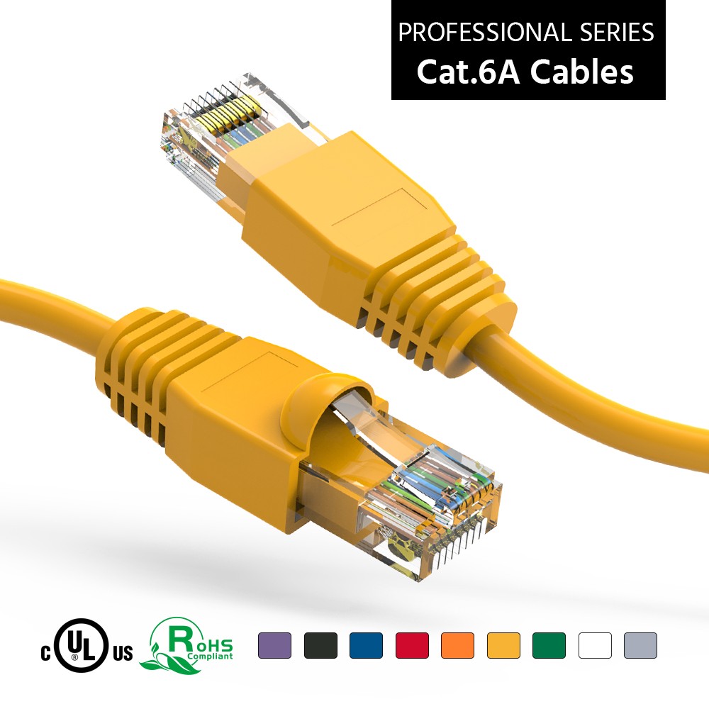 15 Pack of 35Ft CAT6A UTP Ethernet Network Booted Cable 35-100 Feet Yellow
