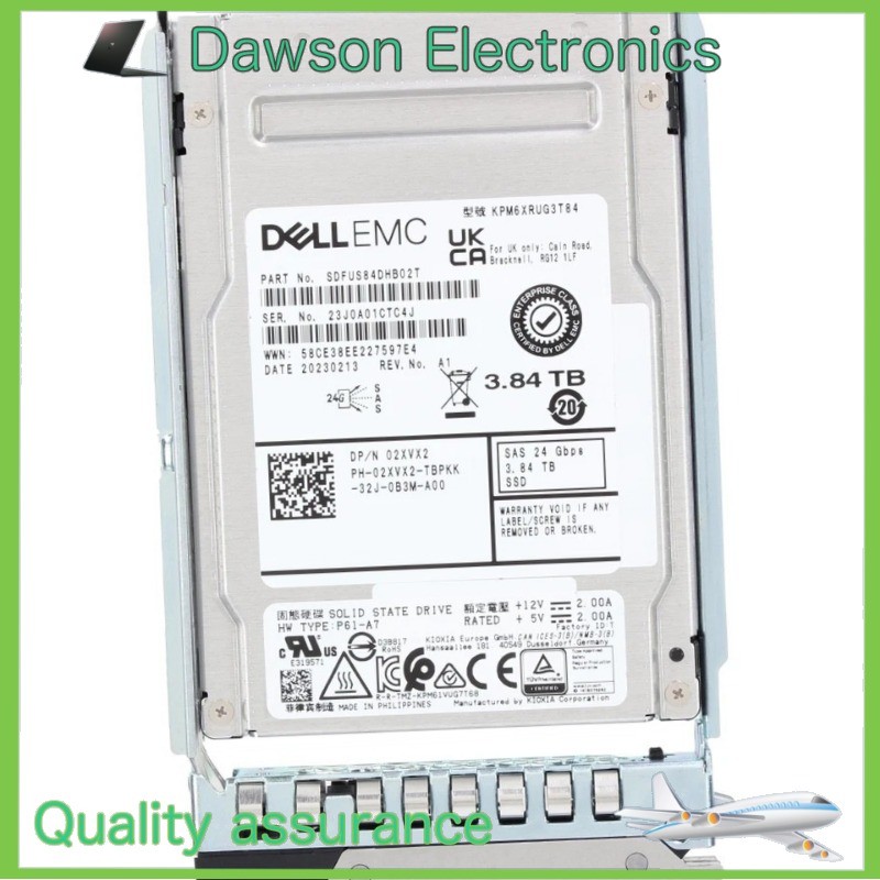 New2XVX2 02XVX2 Dell EMC 3.84TB 24Gbps SAS RI TLC 2.5'' SSD 14/15/16G KIT