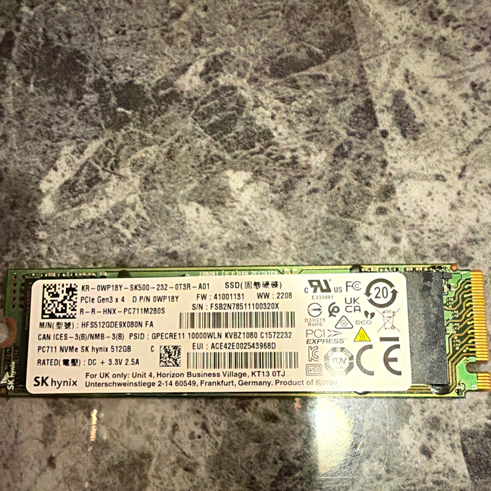 SK hynix PC711 512GB NVMe PCIe M.2 Internal SSD for Laptop PC