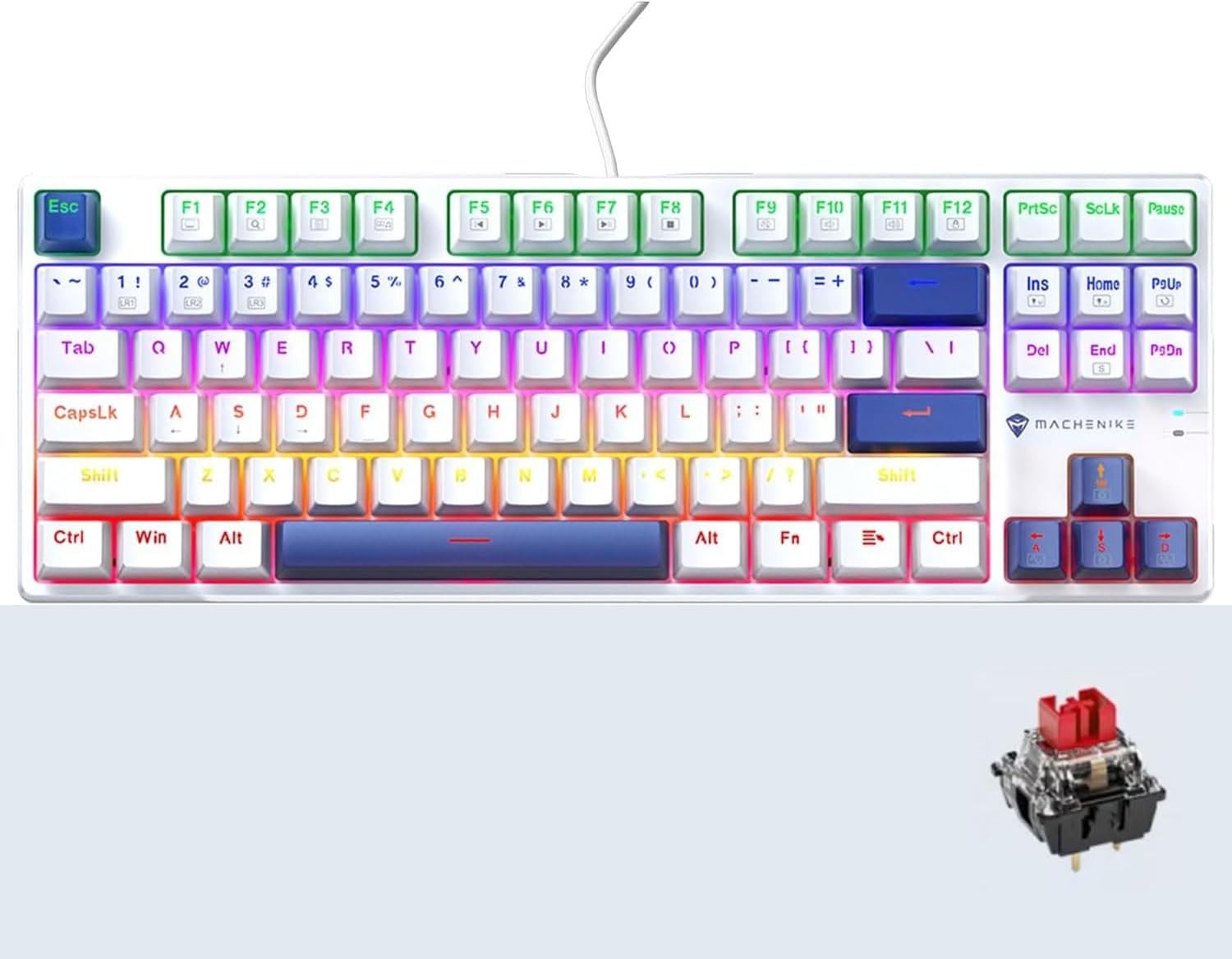 K500B-B87 75% TKL Mechanical Wired Gaming Keyboard, 87 Keys Compact keyboard