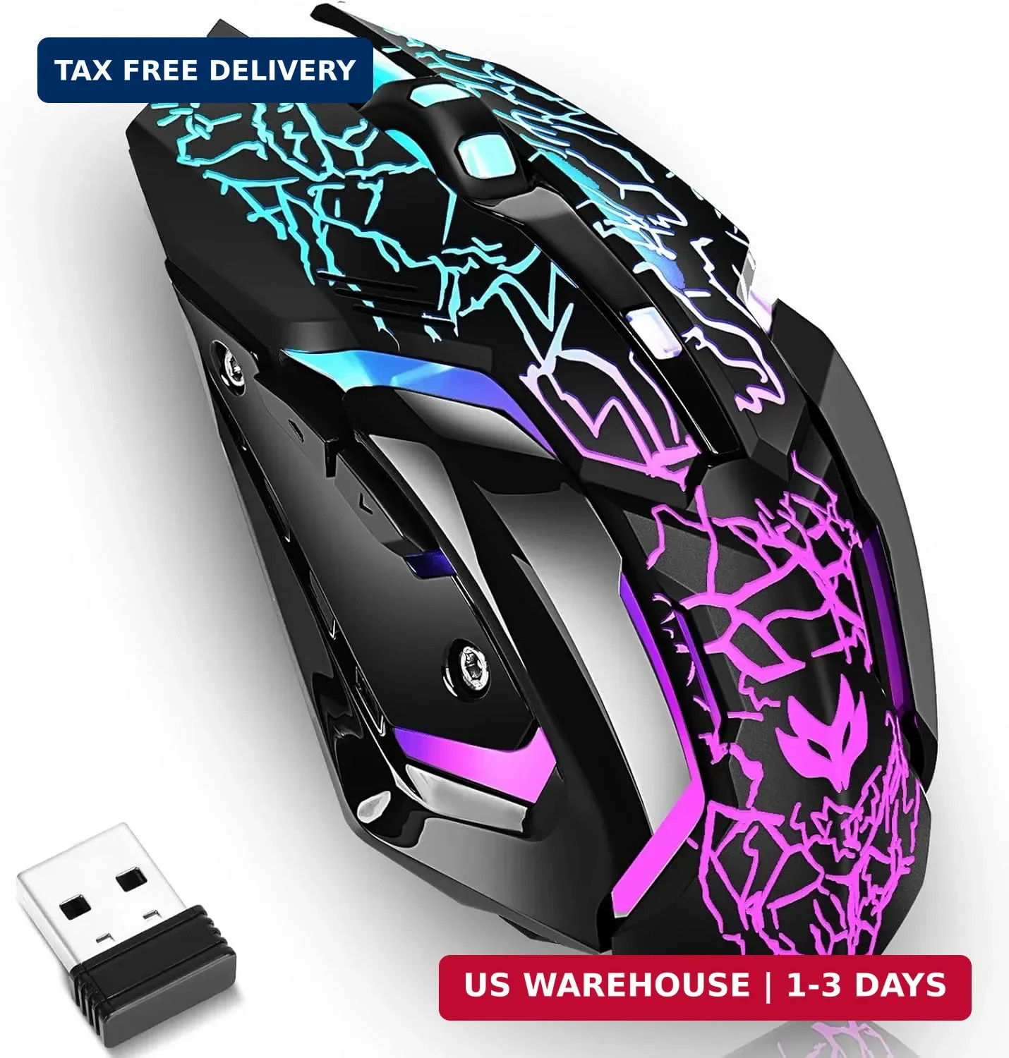 Wireless Gaming Mouse,Rechargeable Computer Mouse with Type-C Fast Charging, Erg