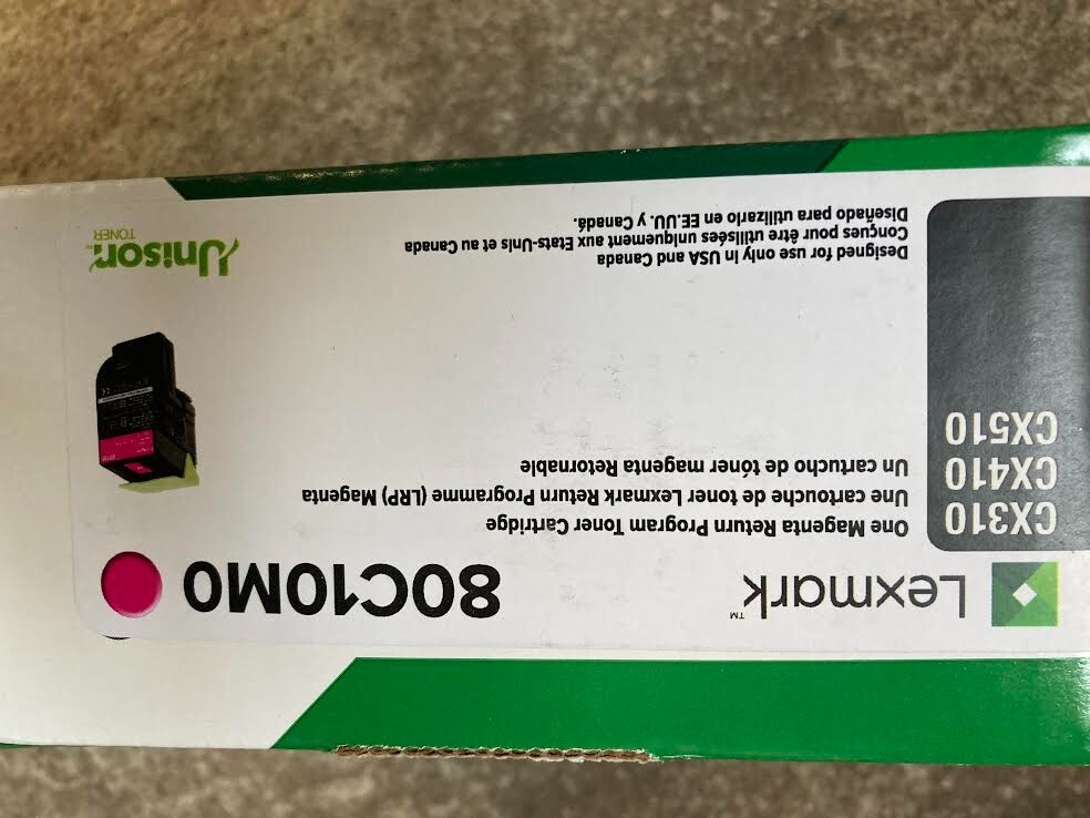 New Genuine Lexmark CX310 CX410 CX510 Magenta Toner 80C10M0