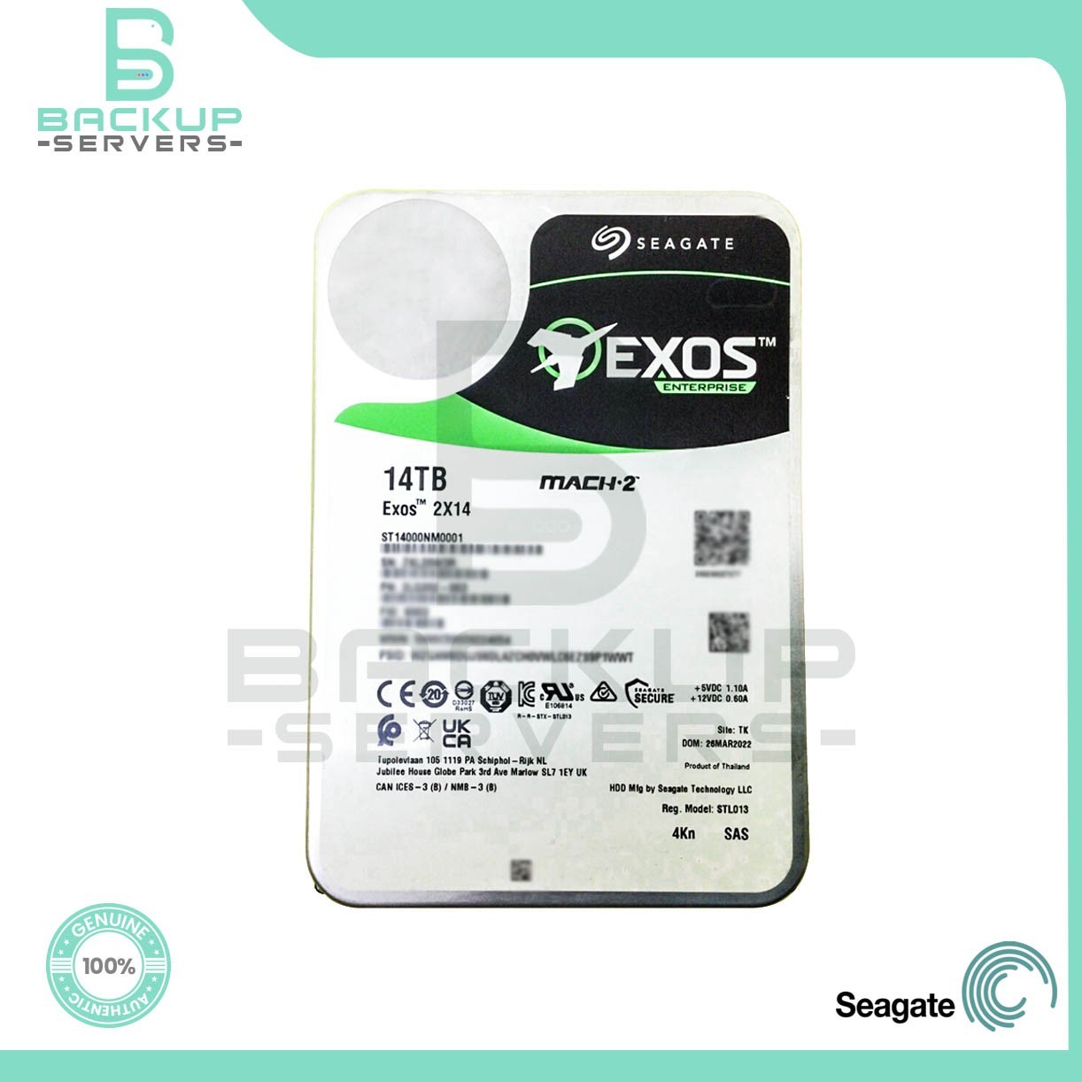 ST14000NM0001 Seagate Exos 2X14 14TB 7.2K SAS 12Gbps 3.5in  Hard Drive