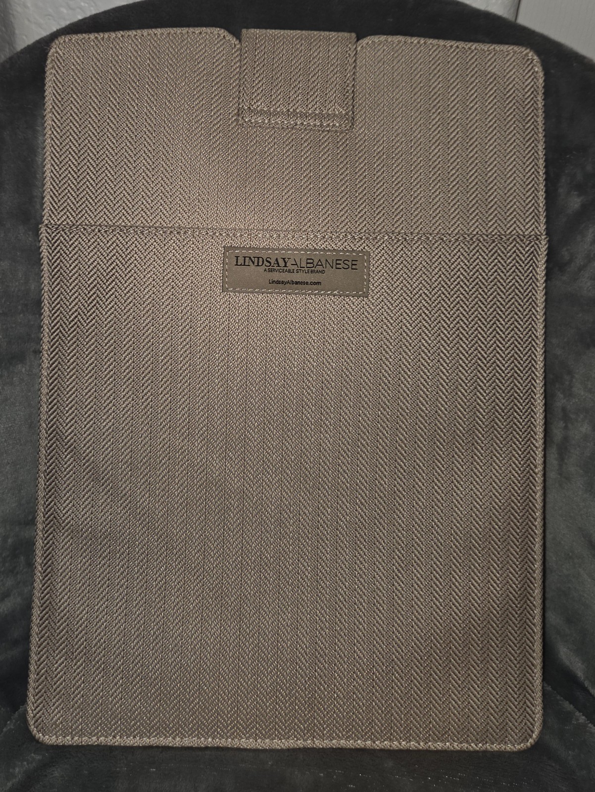 Lindsay Albanese Slimline Herringbone Fabric Sleeve Case Beige for 13" MacBook