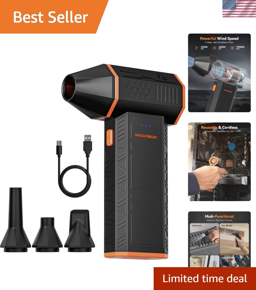 MegaFlow 50 Compressed Air Duster, 110,000 RPM, 3-Gear Adjustable | Electric,...