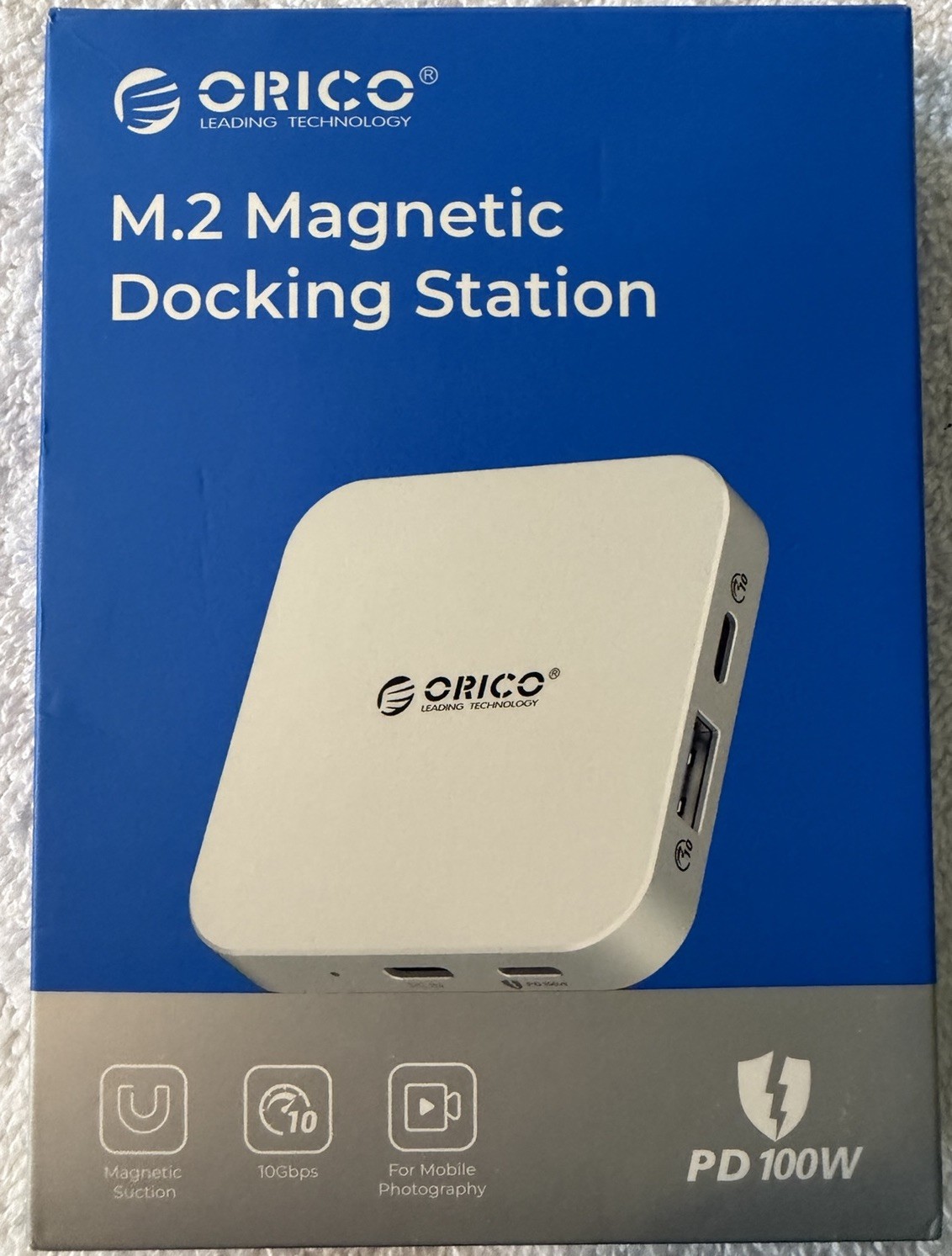 ORICO Magnetic M.2 Docking Station 6-in-1 USB C Hub MagSafe Compatible Orange FS