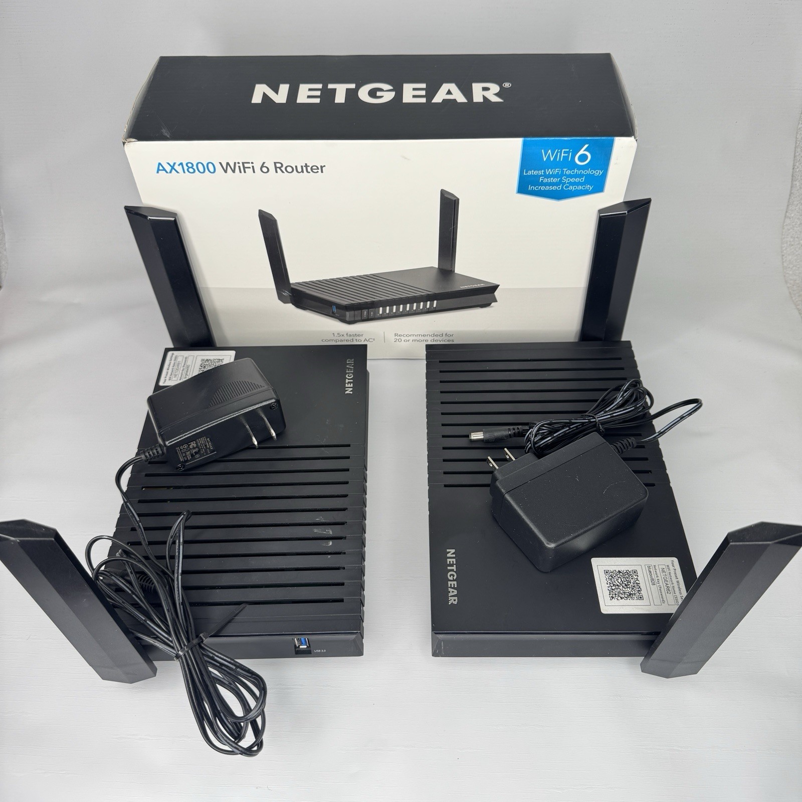 NETGEAR RAX20-100NAS 4 Stream AX1800 WiFi 6 Router Nighthawk Qty 2