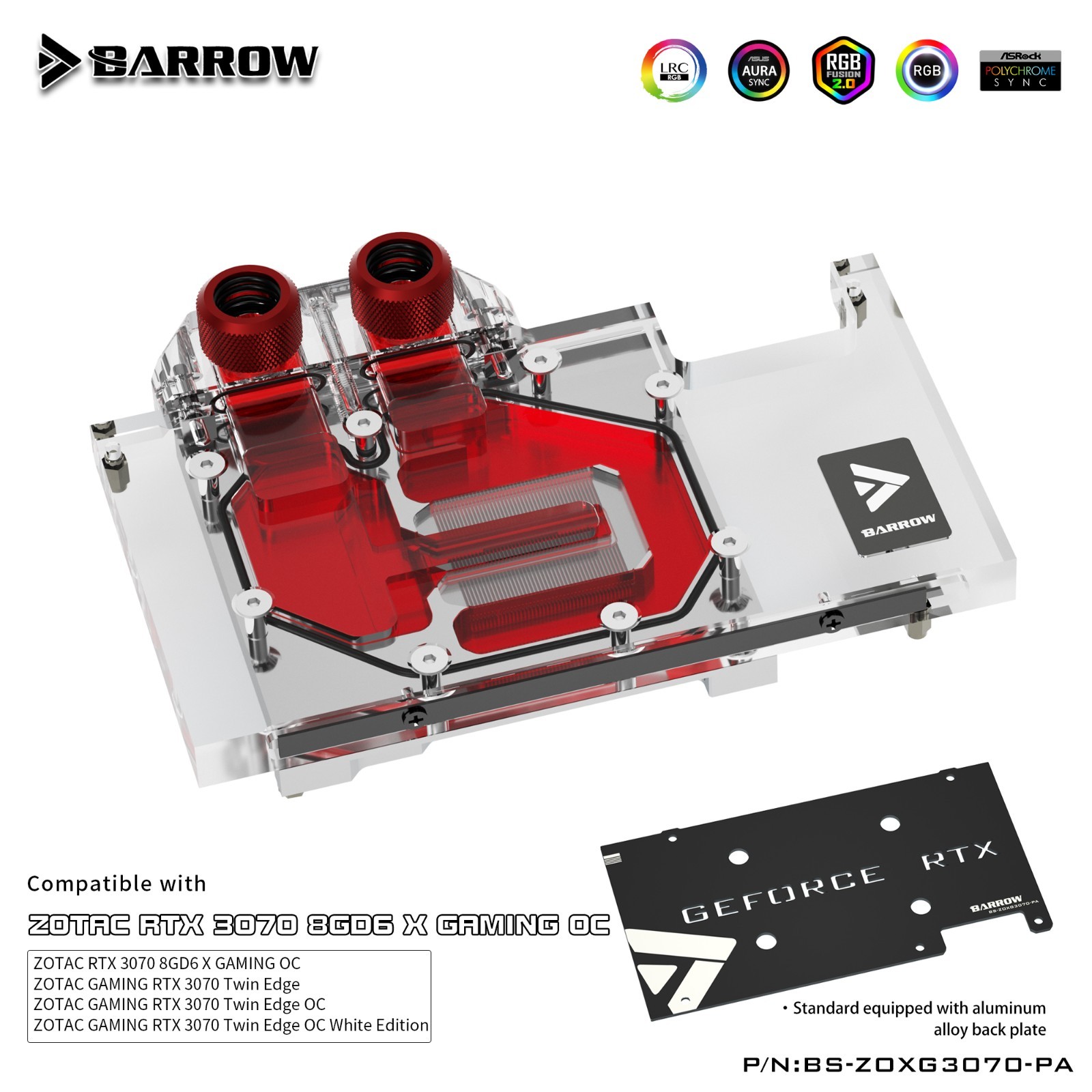 Barrow FULL Cover GPU Water Block for Zotac RTX 3070 X GAMING OC / TWIN EDGE