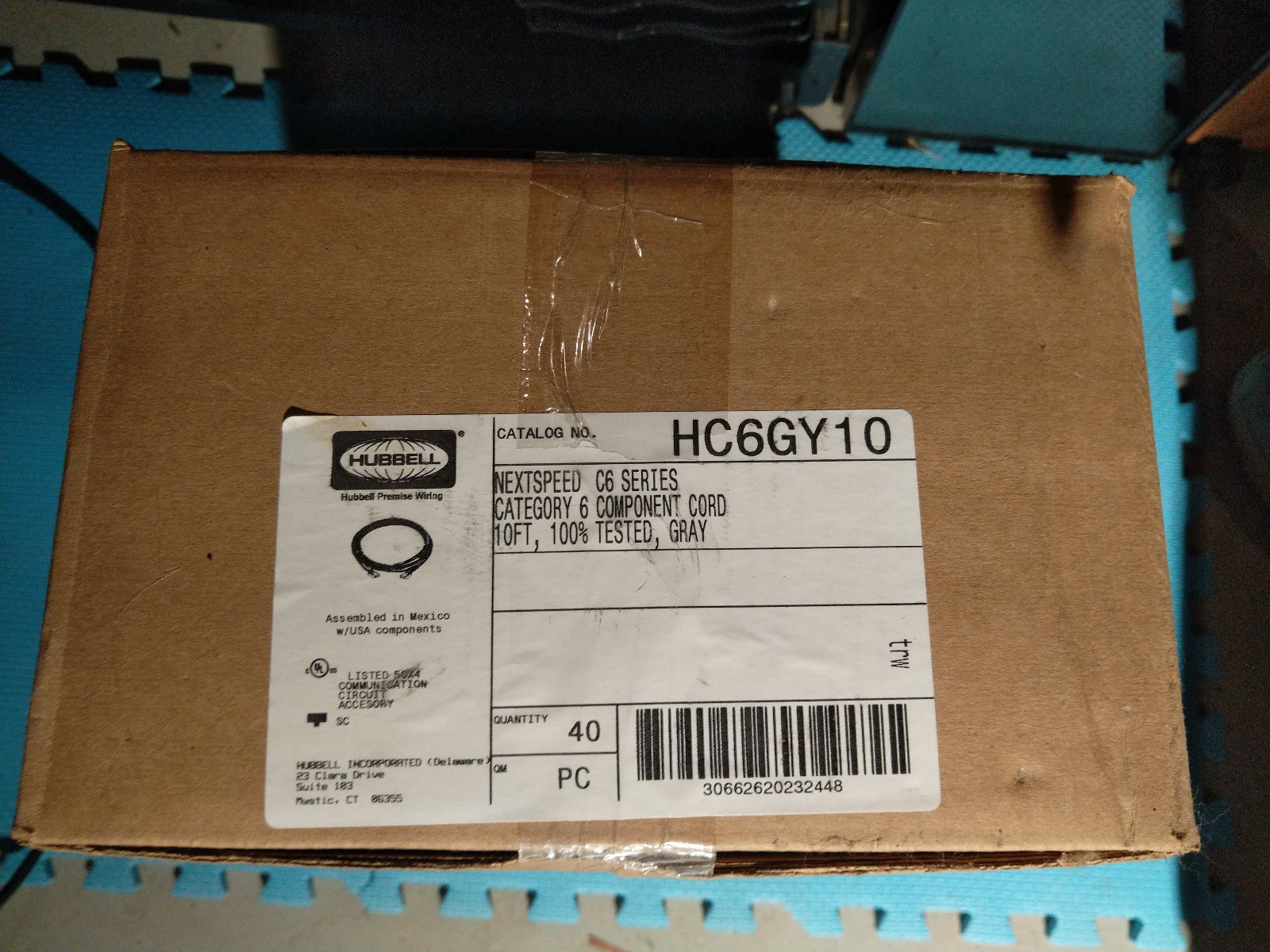 40 Pcs. Hubbell HC6GY10 NEXTSPEED C6 Series CAT6 Ethernet Cable - 40 Count Case