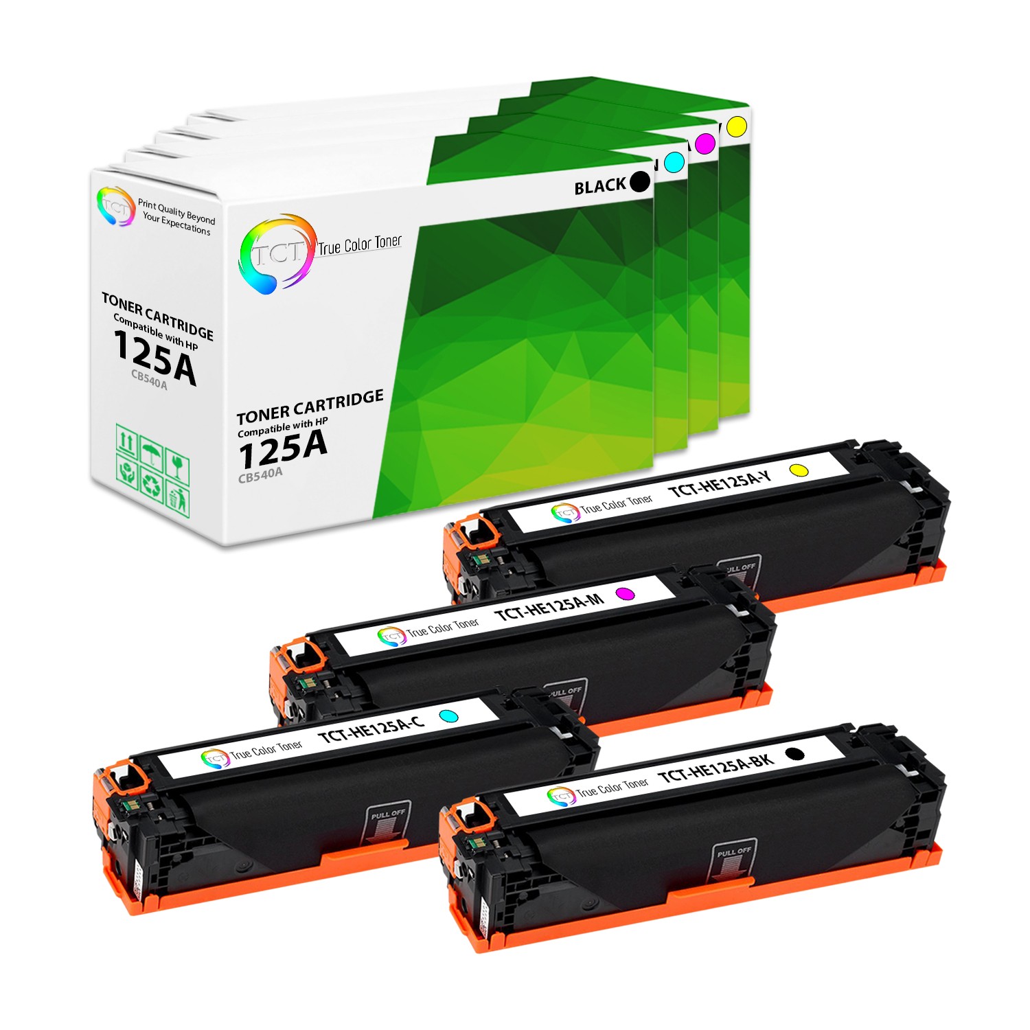 TCT 4PK 125A Toner Set CB540A CB541A CB542A CB543A For HP Color LaserJet CP1215