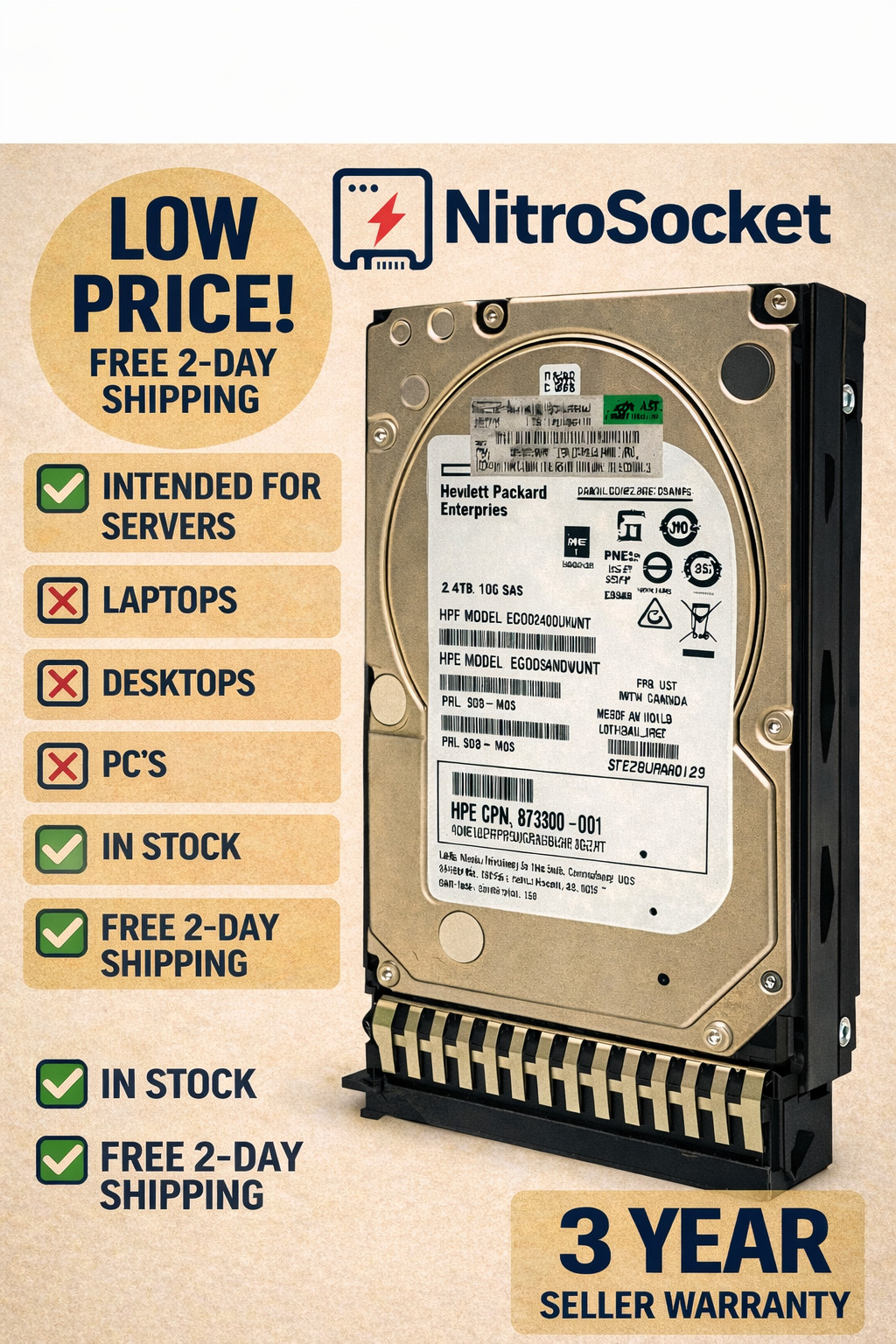 HPE J9F42A 787642-001  MSA2 600-GB 12G 15K 2.5 DP ENT SAS | NEW BULK