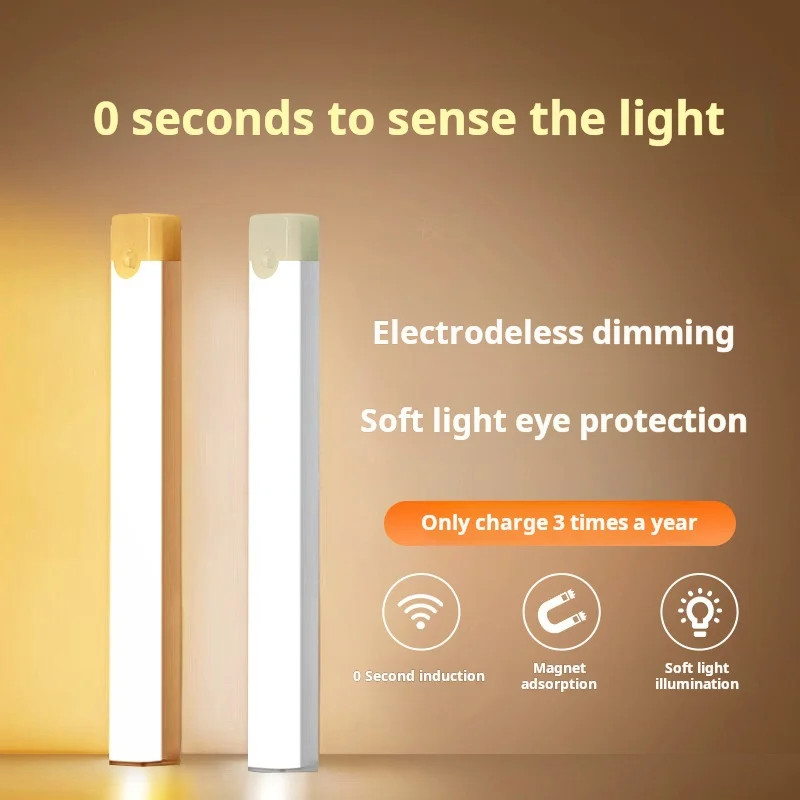 Wireless LED Motion Sensor Light USB Rechargeable Under Cabinet Closet Stairs