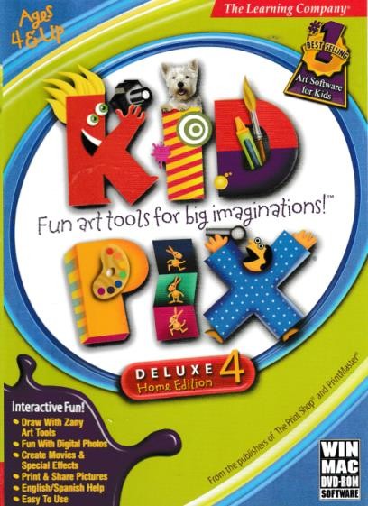 Kid Pix 4 Deluxe Home PC MAC DVD draw zany art tools create movies SEALED CASE