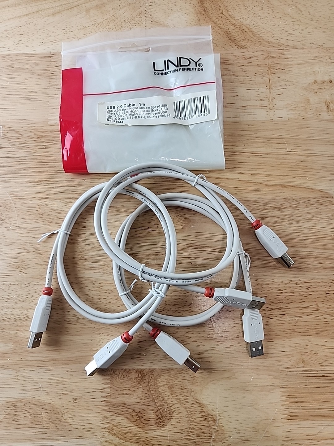 3  Lindy 1m USB 2.0 Cable - Type A to B, Grey No. 31644 SALE