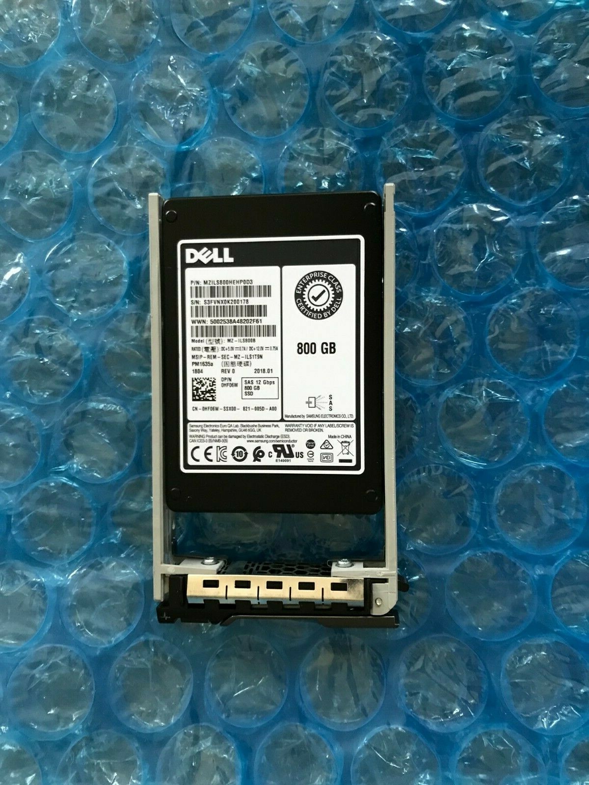 HF06W 0HF06W MZ-ILS800B DELL 800GB 12G 2.5" SAS TCL PM1635A SSD MD3820I MD3420