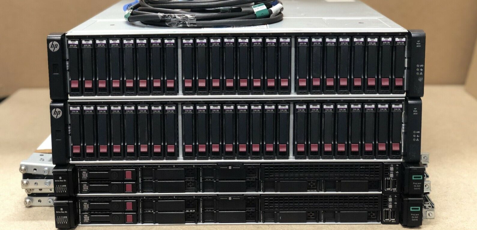 HP MSA 2050 2 Tier SAS SAN DL360 Gen10 33.6TB 56-Core Gold 1TB SAN Configuration