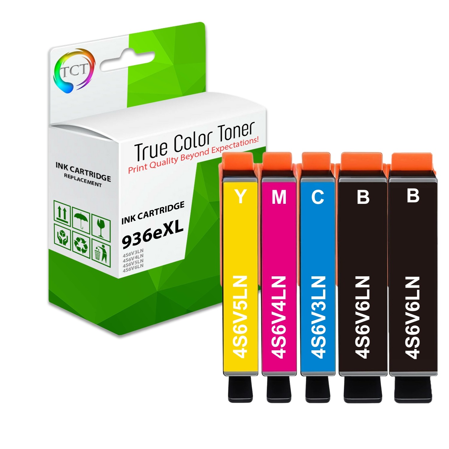 5PK TCT Premium 936XL B C Y M for Compatible HP OfficeJet 9110 Ink Cartridge