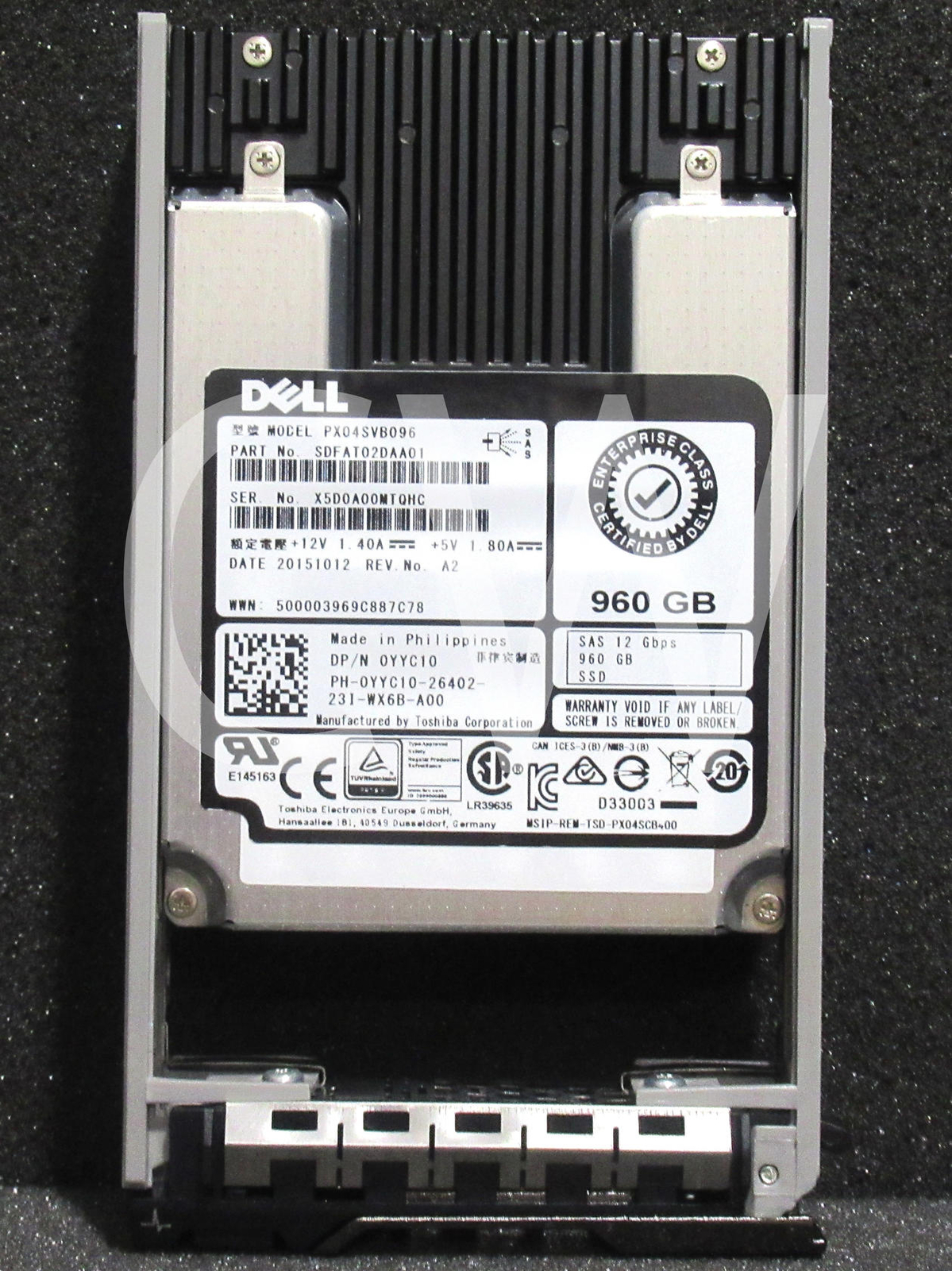 0YYC10 YYC10 PX04SVB096 Dell 960GB MLC SAS 12Gbps Hot Swap 2.5" Solid State