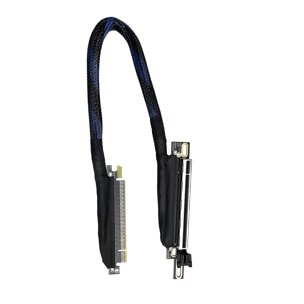 PCIE 5.0 X16 Graphics Card Extension Cable 270 Degree Silver Plated Adapter